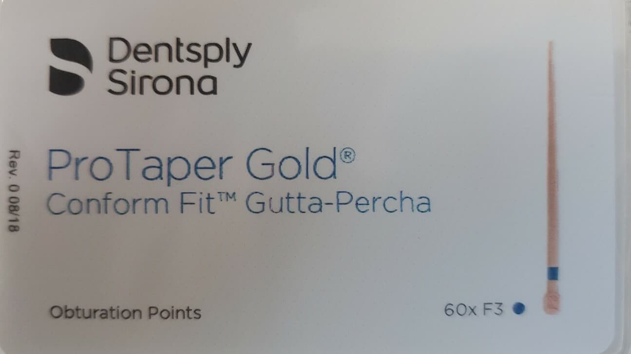Protaper Gold F3 Gutta Percha Points Dentsply Tulsa Box of 60 Dental Comform