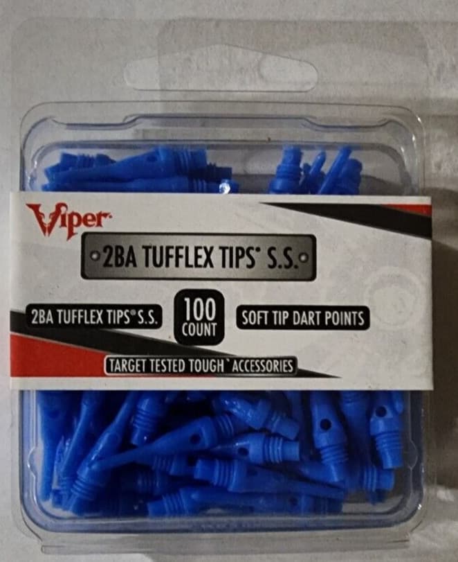 100 count Viper 2BA Tufflex Tips S.S. Super Short Blue Soft tip Dart Points, USA
