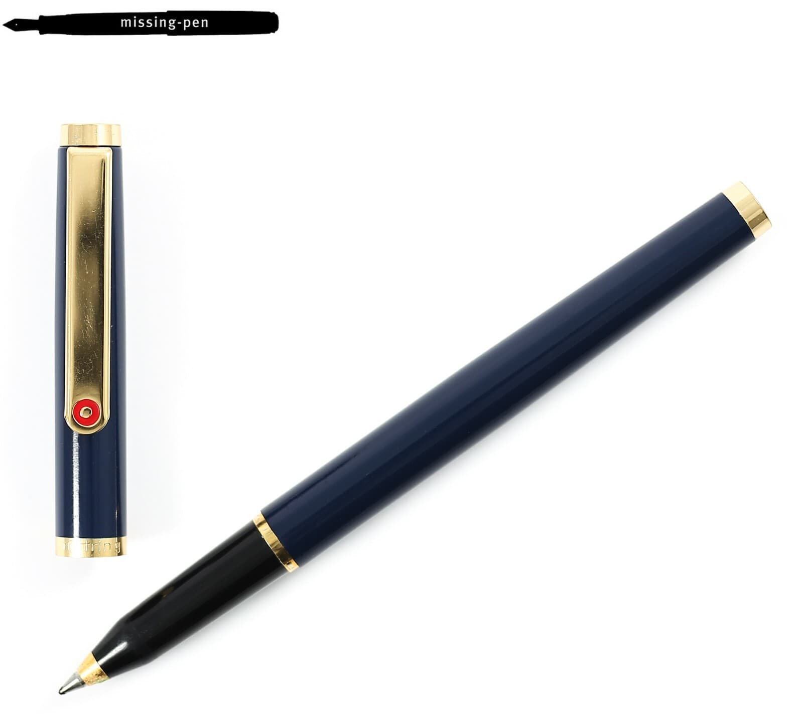 Vintage Rotring Rollerball Pen in Deep Blue with golden Trim