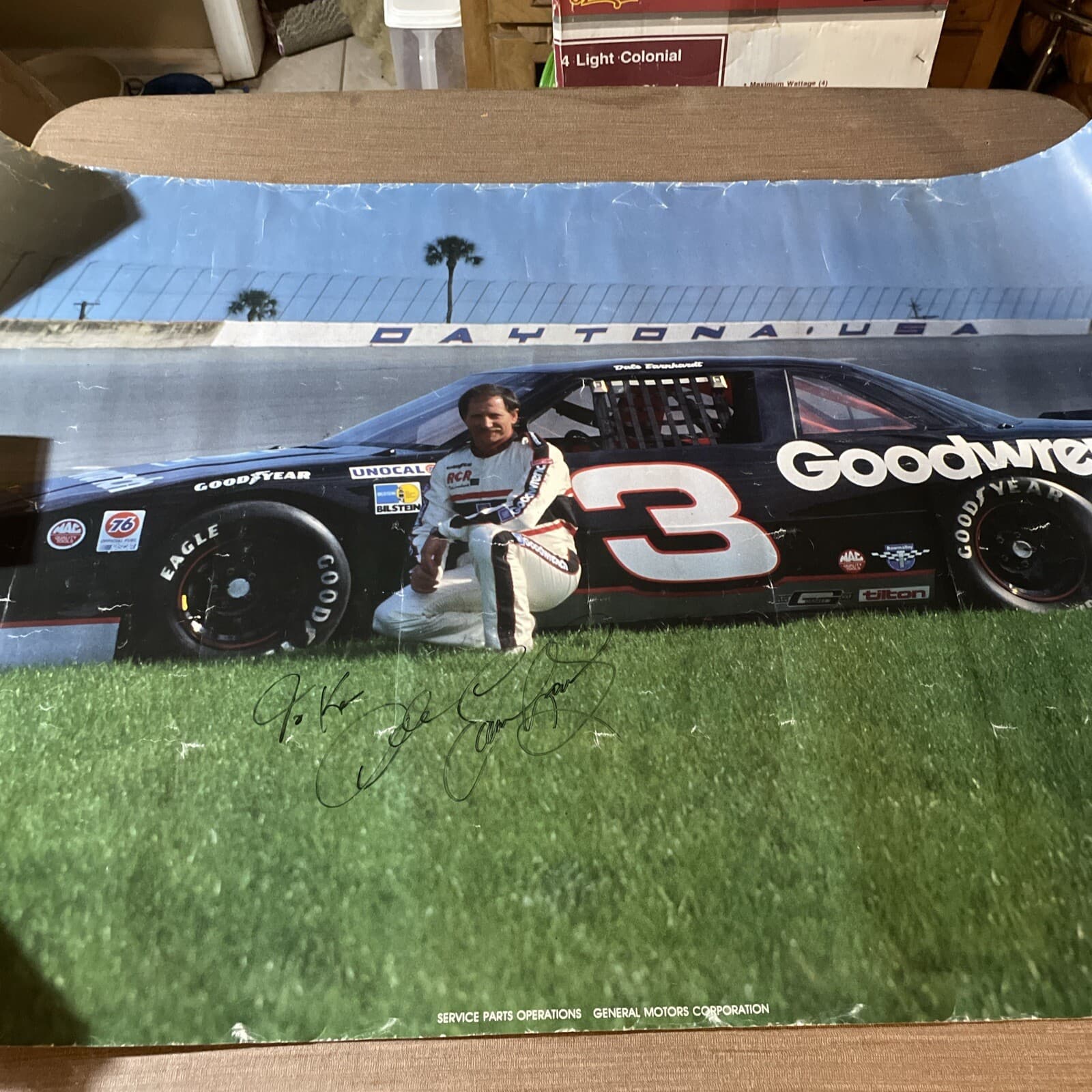 Autographed Dale Earnhardt Sr Daytona Poster 36in X 24in Vintage Nascar Used