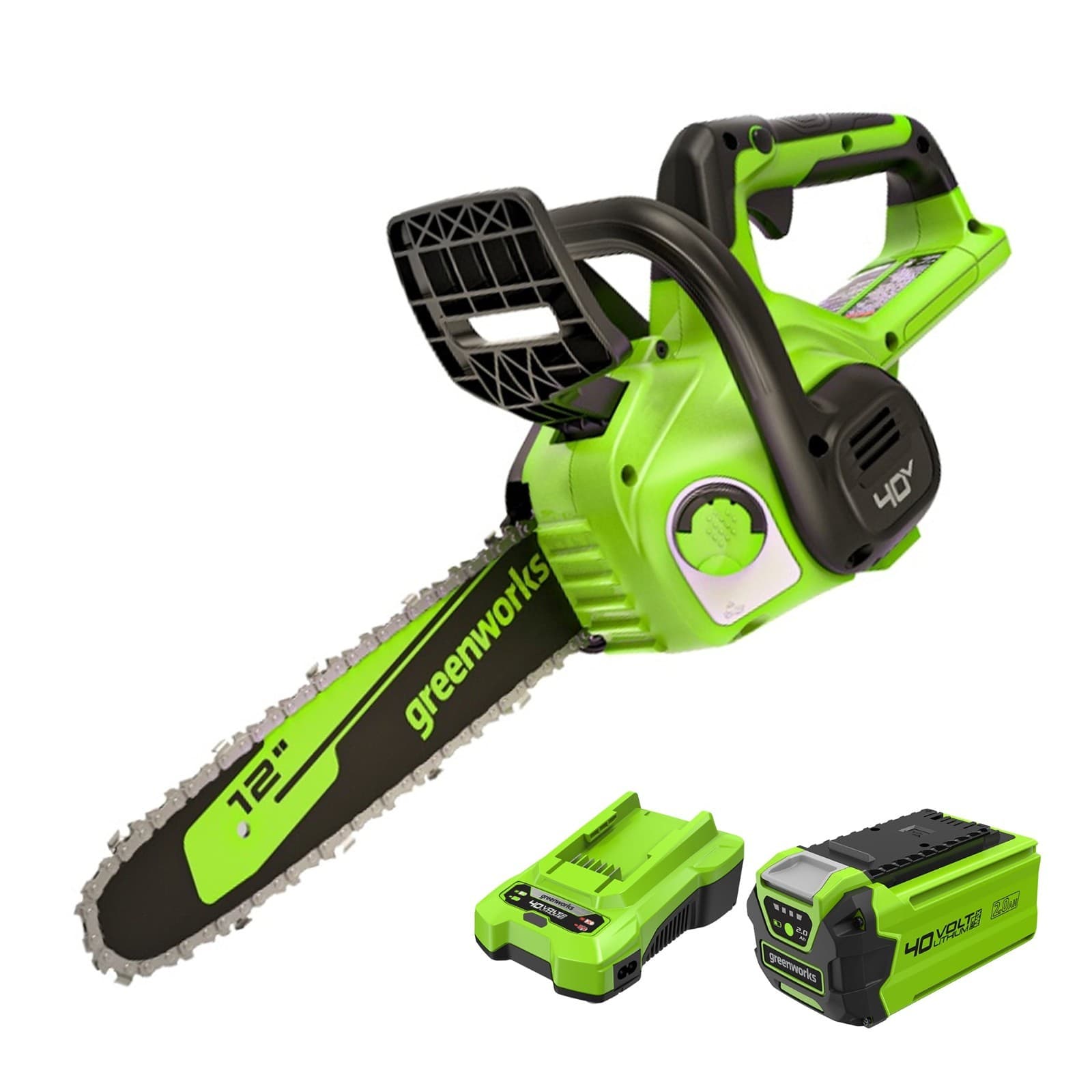 Greenworks 40V 12 inch Cordless Chainsaw Gen2 with 2Ah Battery and 2A Charger