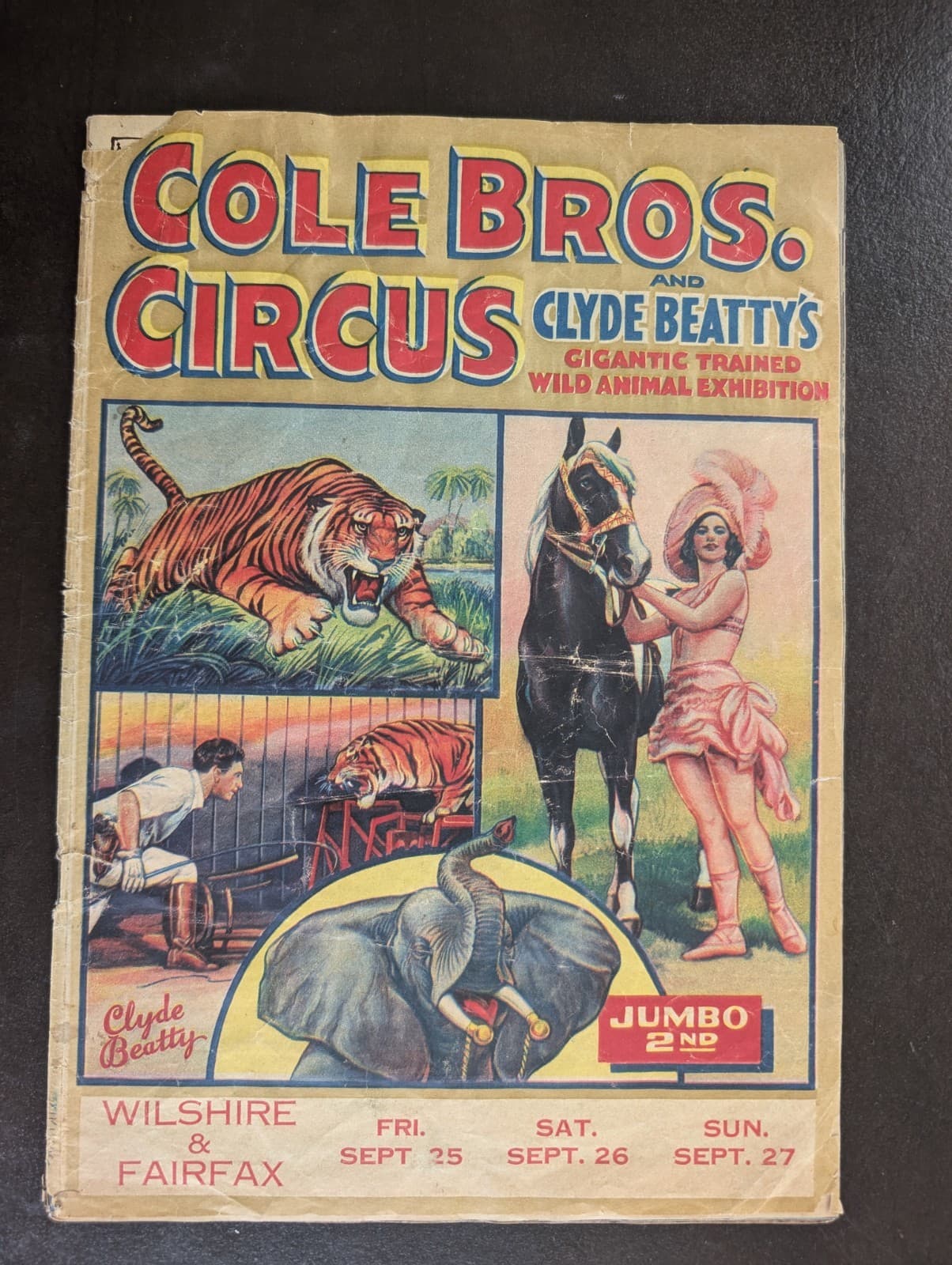 RARE 1936 Cole Bros. Circus w/ Clyde Beatty Souvenir Program Fair Condition