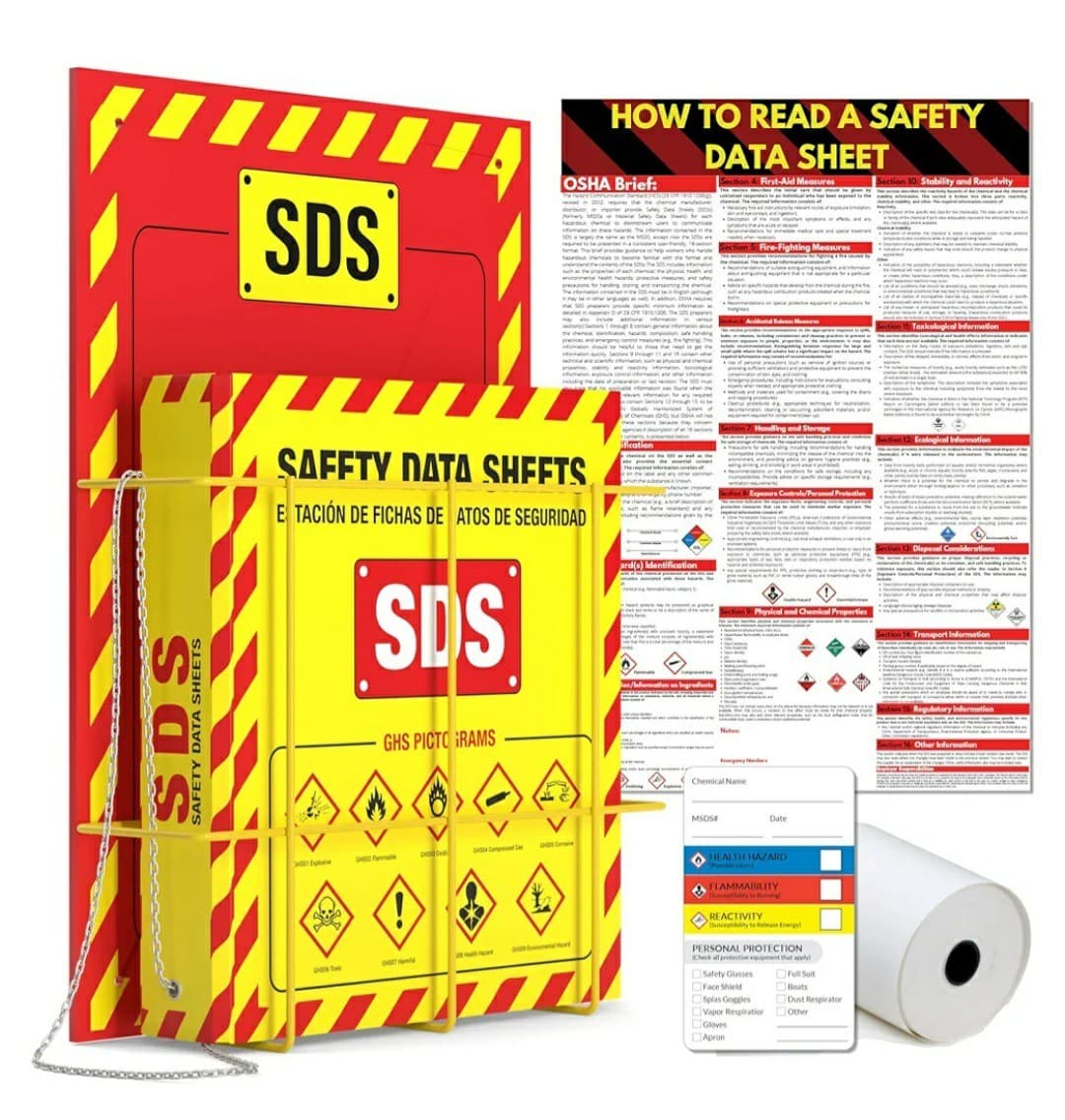 SDS Wall Station - Material Safety Data Sheet Binder with Display Sign "3 Ring"