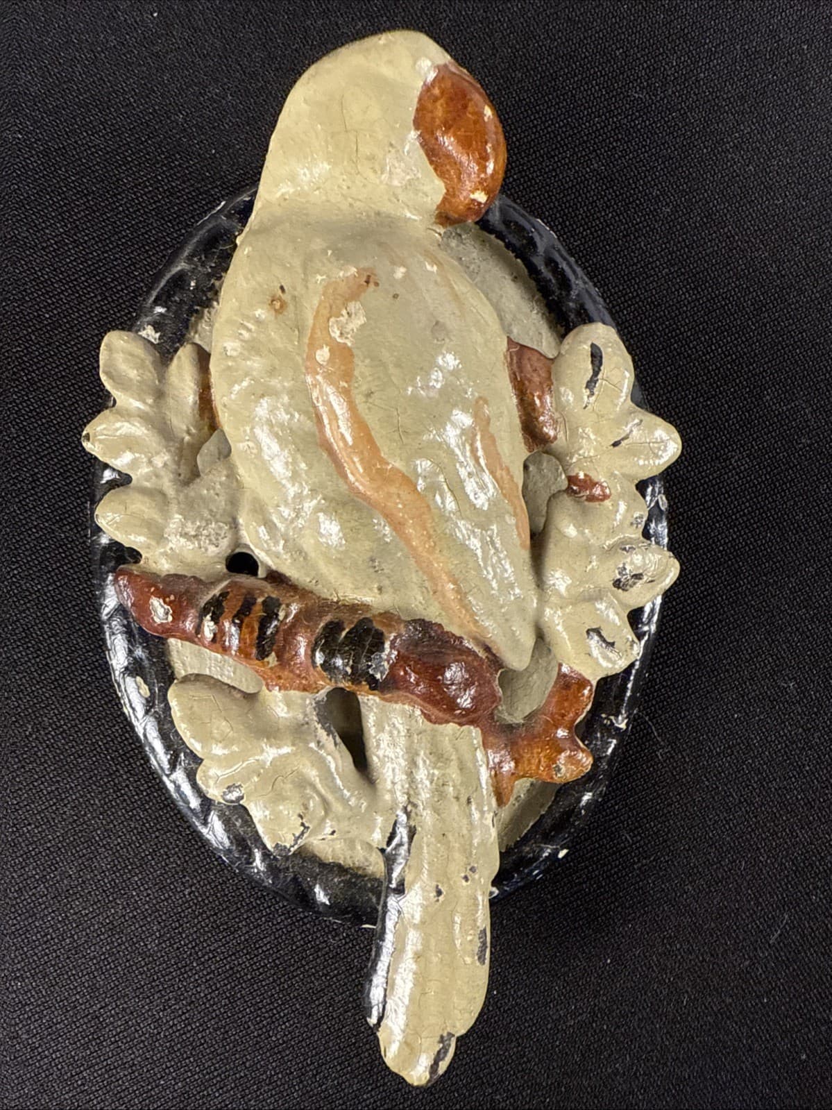 RARE DOOR KNOCKER, Vintage Cast Iron Parrot Door Knocker Hand Painted