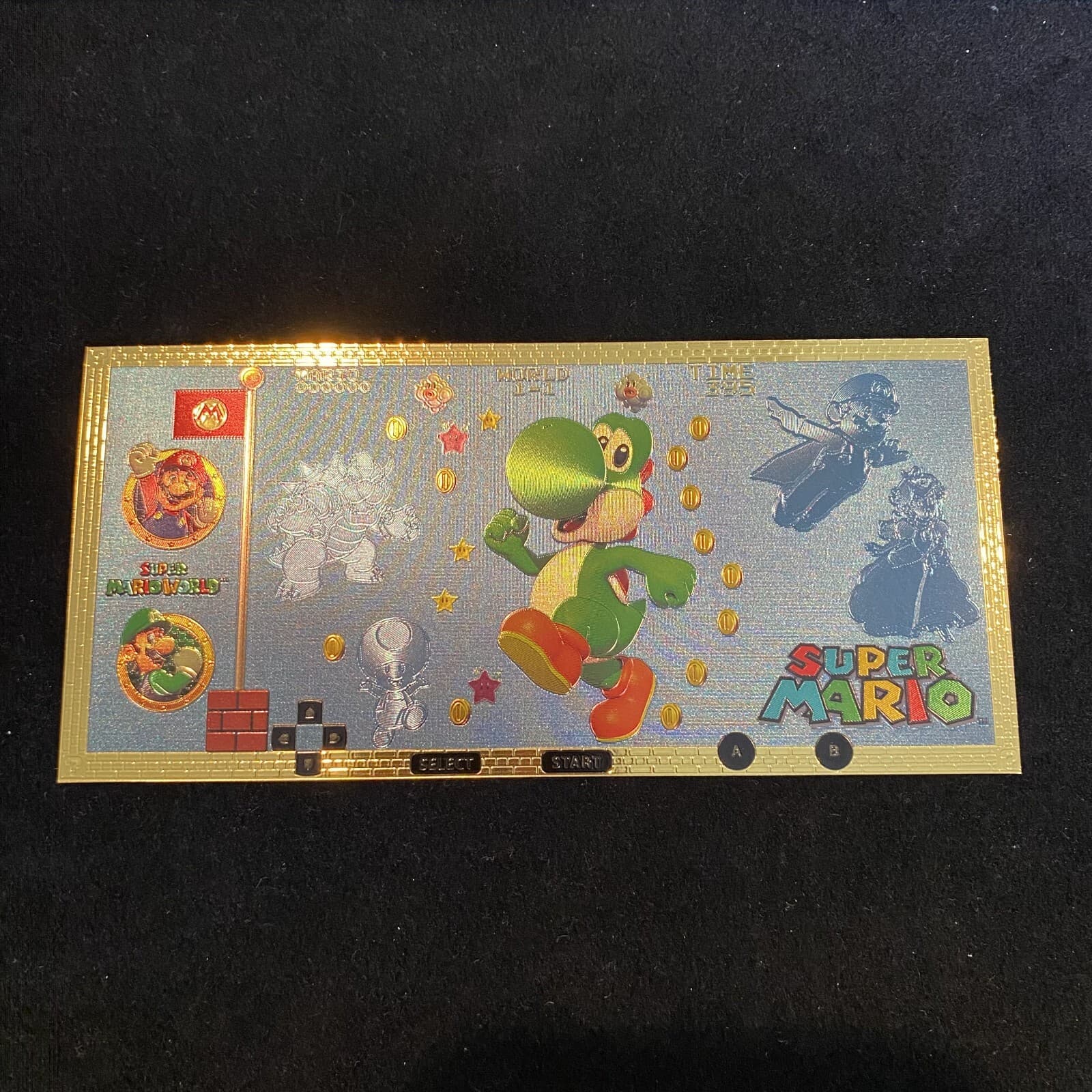 Super Mario Bros. YOSHI Novelty 24K Gold Foil Banknote Bill