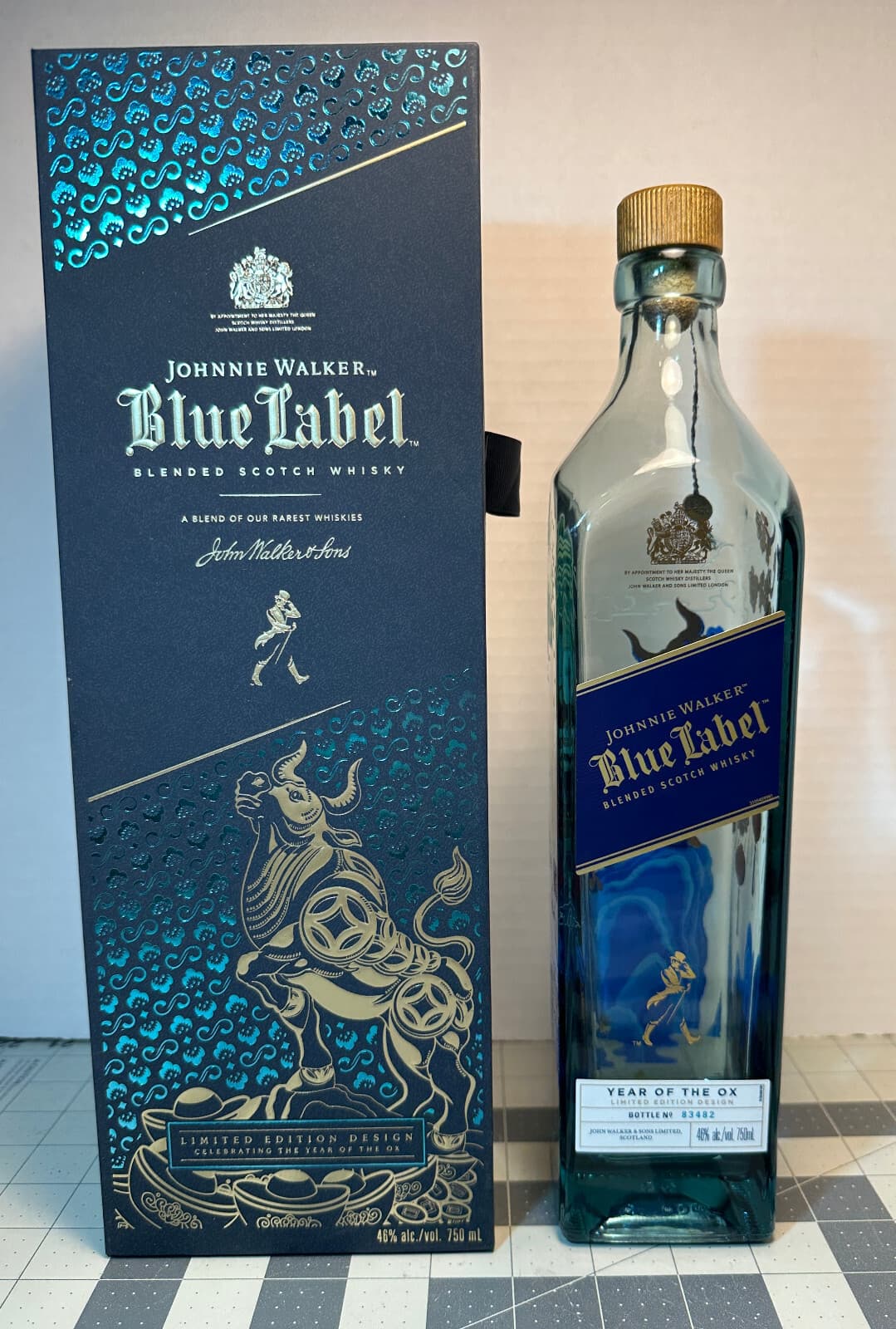 Johnnie Walker YEAR OF THE OX Blue Label LIMITED EDITION Bottle & Box EMPTY