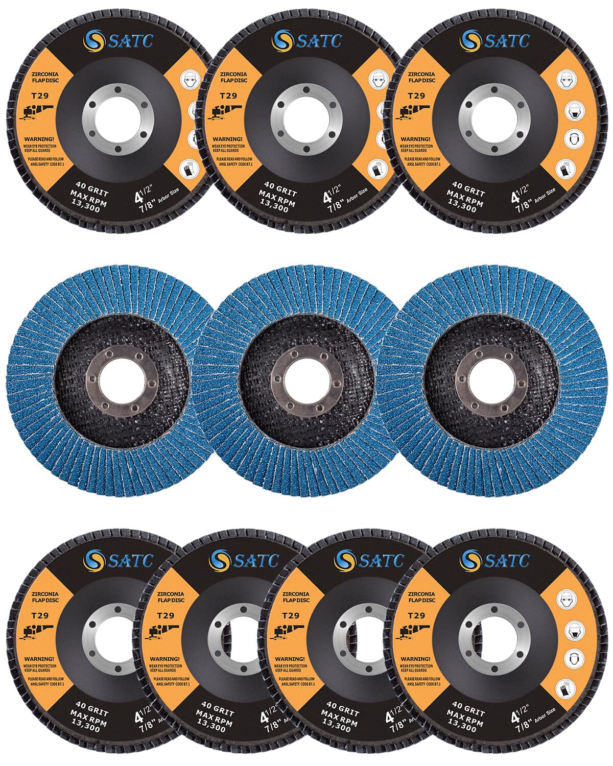 30 Pack T29 FLAP DISC SANDING GRINDING 4-1/2" X 7/8" 40 GRIT- Industrial Grade