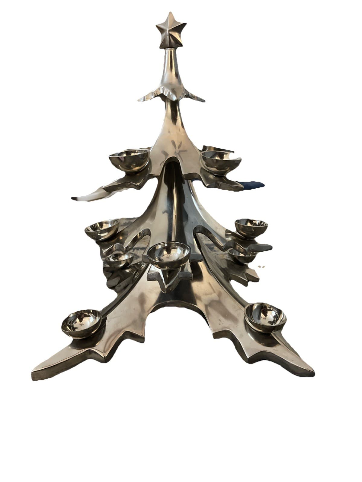 Pottery Barn Christmas Tree Metal Tea Lights Ornaments Holder Retired