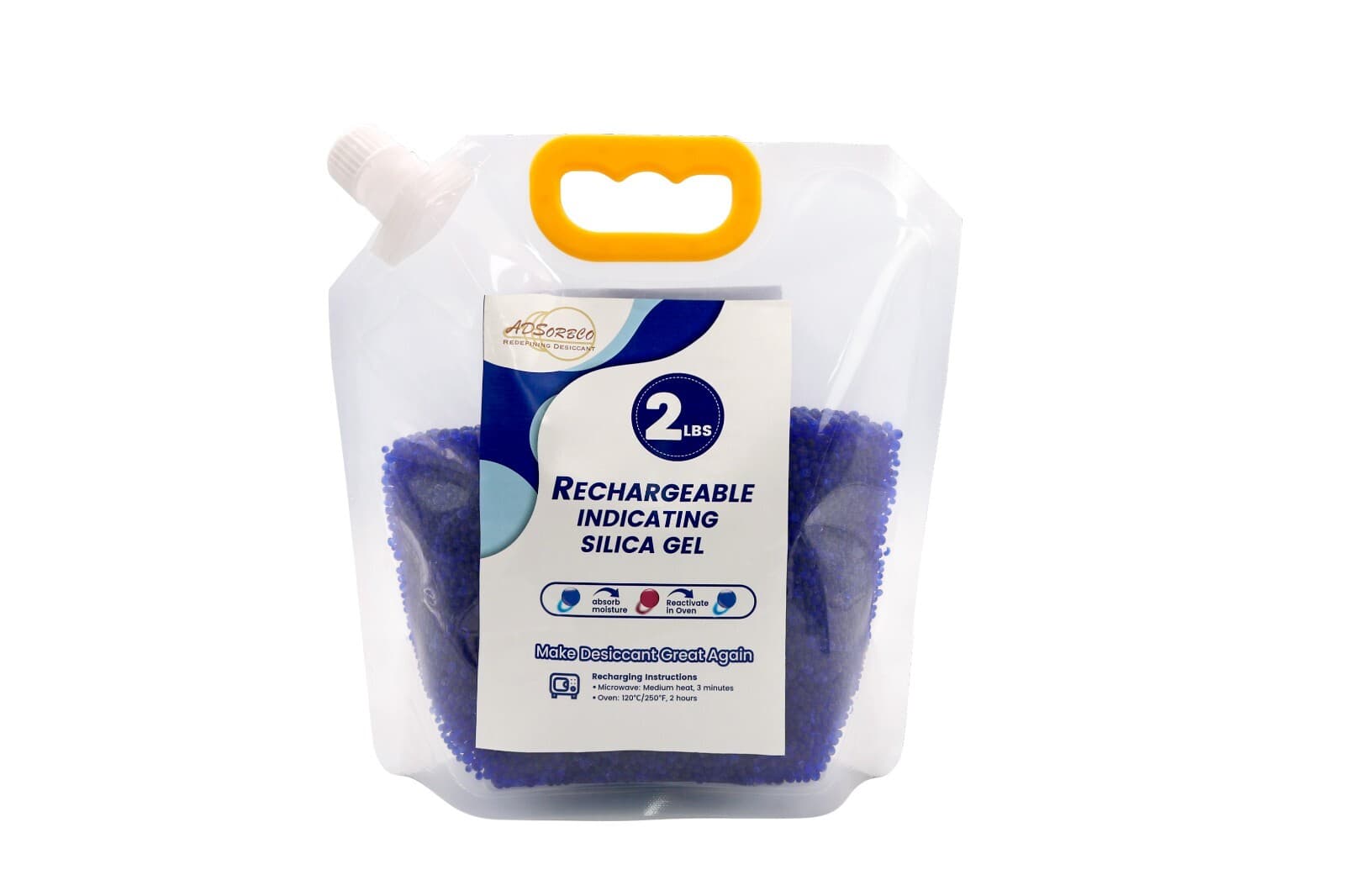 2 LBS Adsorbco Desiccant Beads, Indicating Silica Gel Beads (Blue to Pink)