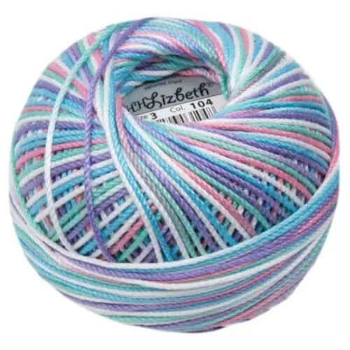 Lizbeth Egyptian Cotton Crochet Thread Size 3 Color 104 Summer Fun