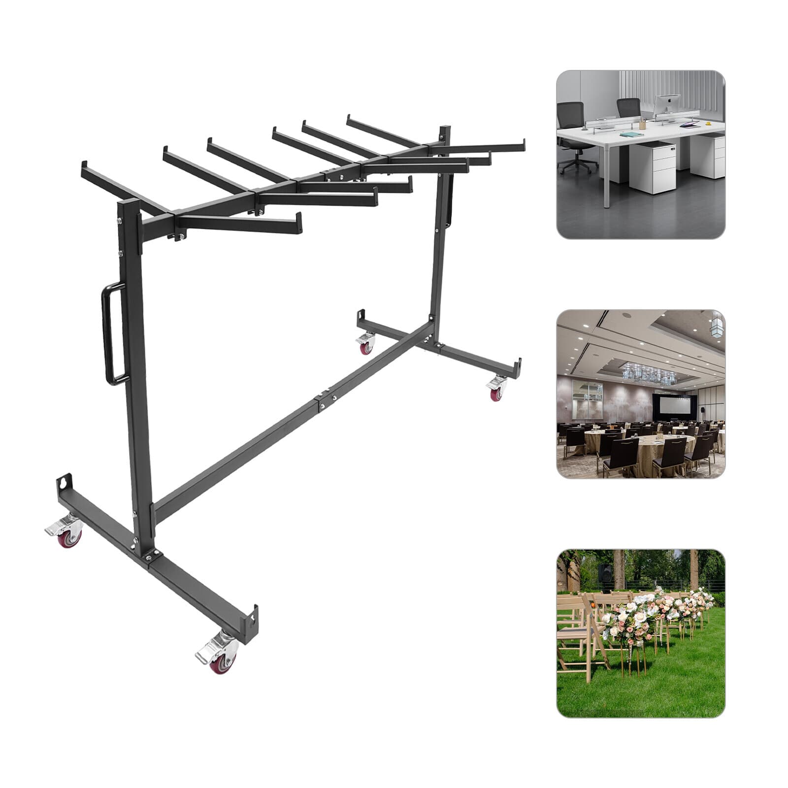 Folding Chair Rack Dolly Cart Table Storage Rack Desk Chairs Cart Trolley 42pcs