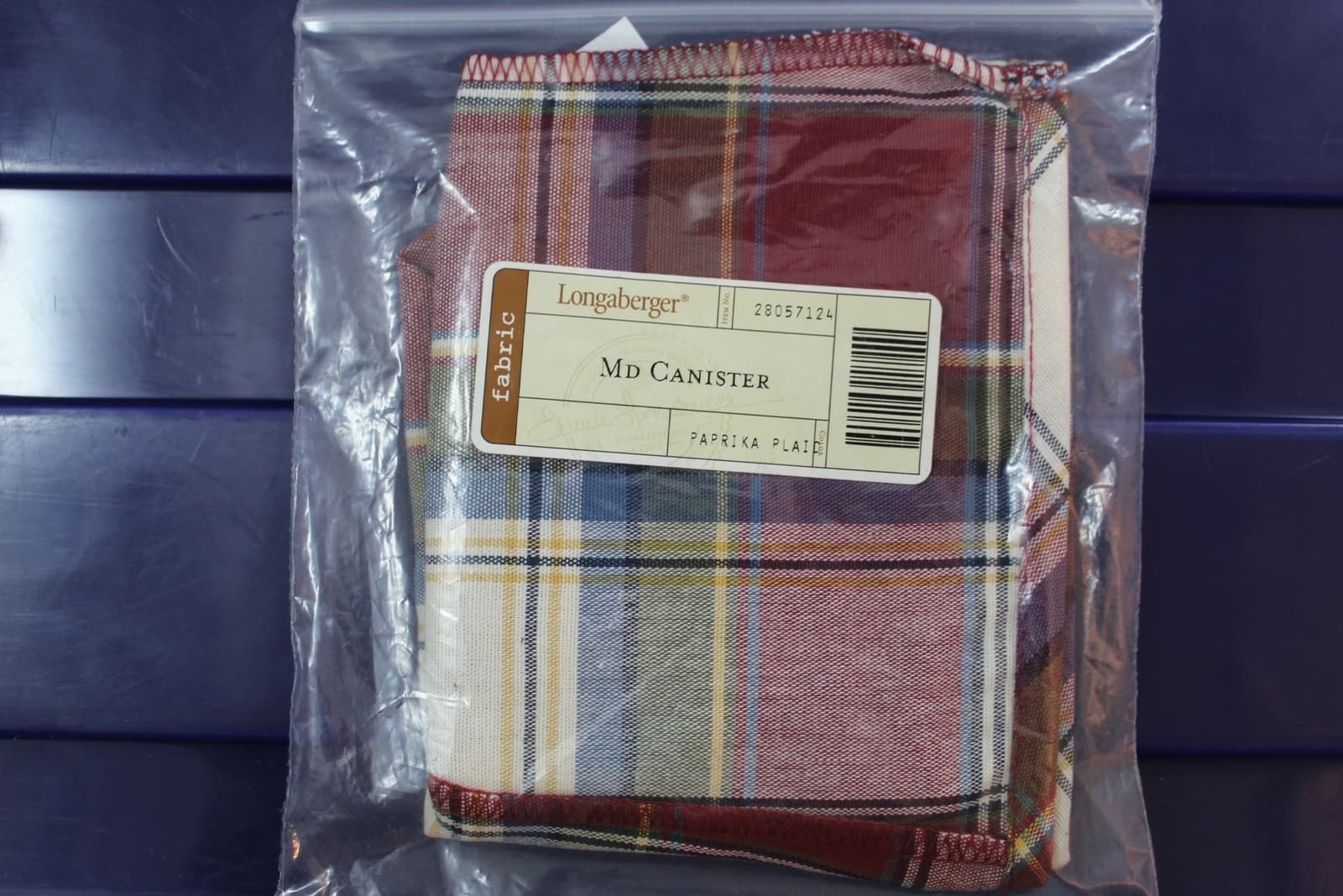 Longaberger Paprika Plaid Medium Canister Basket Liner #28057124 - NEW