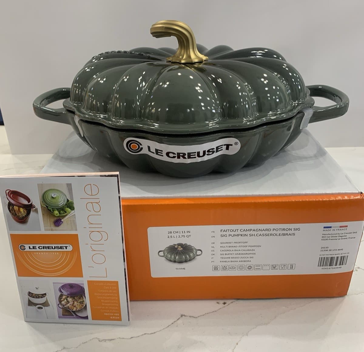 Le Creuset Enameled Cast Iron Pumpkin Braiser 3.7L ,Thyme
