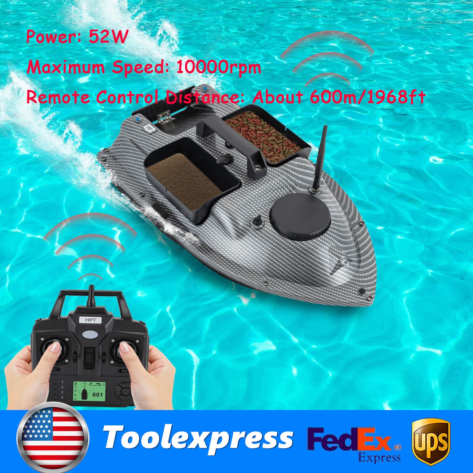 600m Remote Control Bait Boat Fish Finder GPS Fishing Bait Boat w/ LED Light