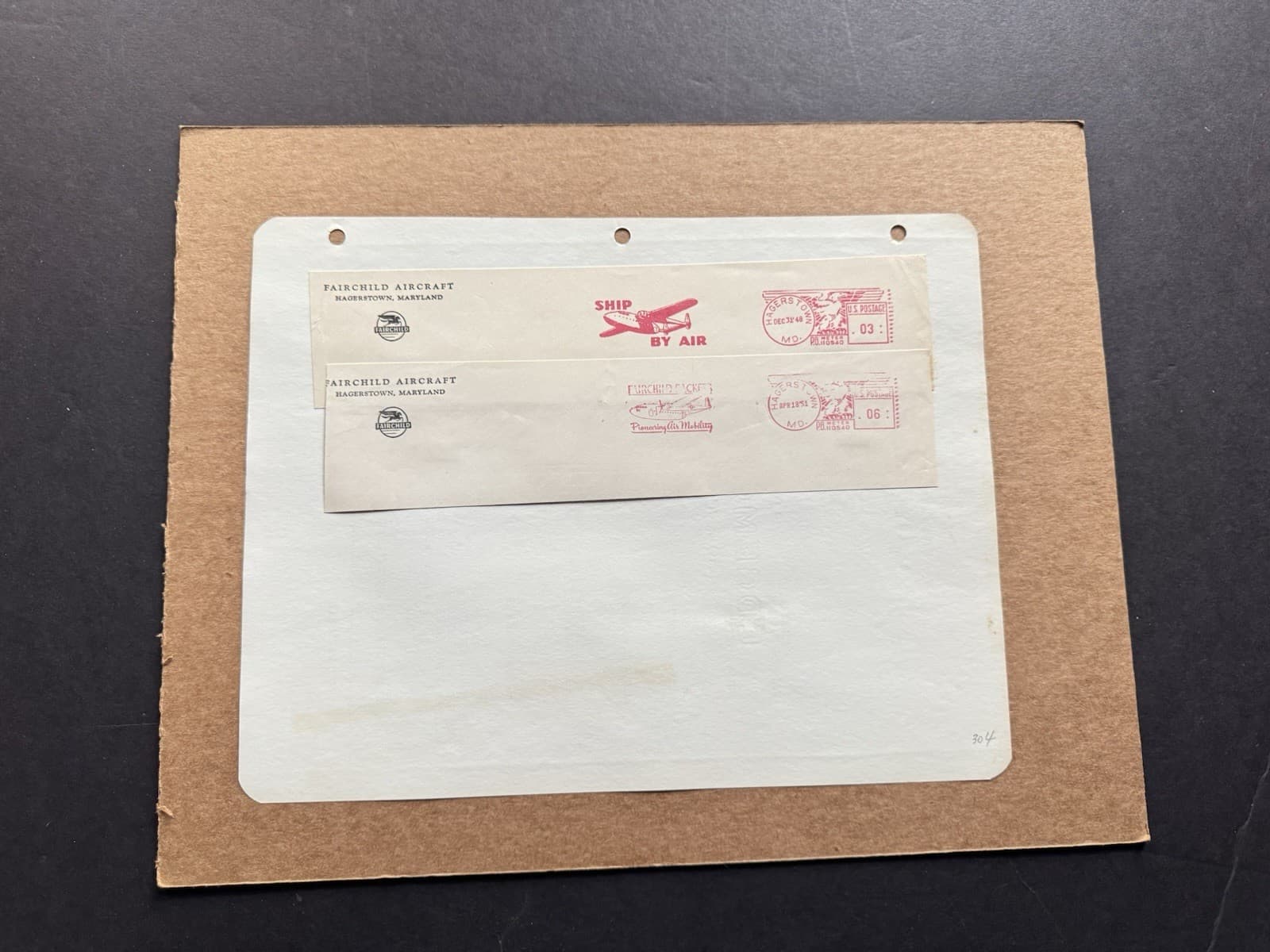 US Aircraft Meter Cover Piece (304) +1948-51 Fairchild Aircraft+2 Meter Slogans