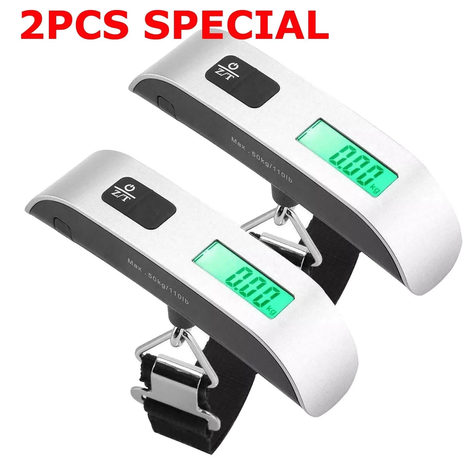2X 110lb Portable Travel LCD Digital Hanging Luggage Scale Electronic Weight