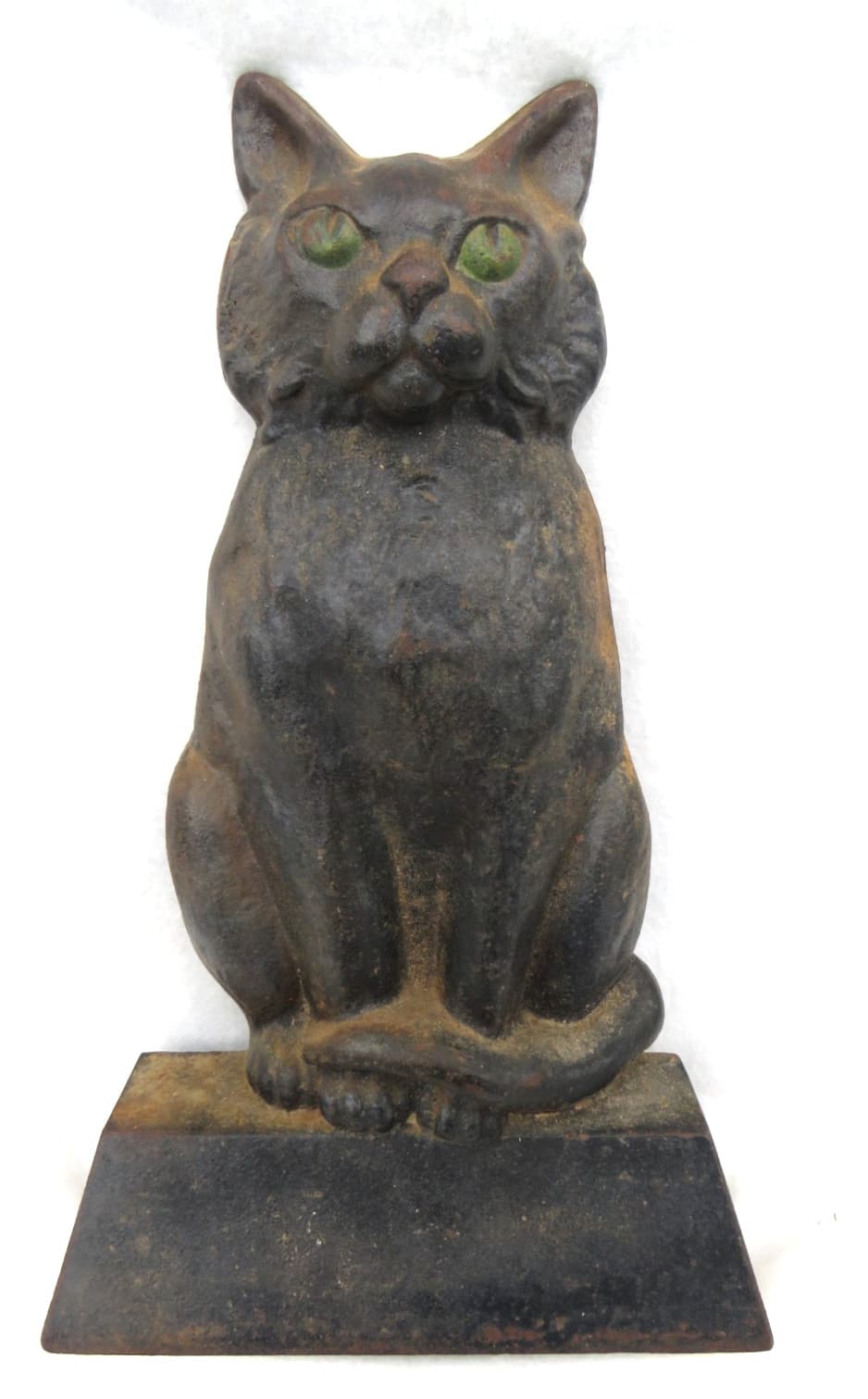 Antique Cast Iron Black Cat Door Stop 13 lbs Rustic Charm Black Cat