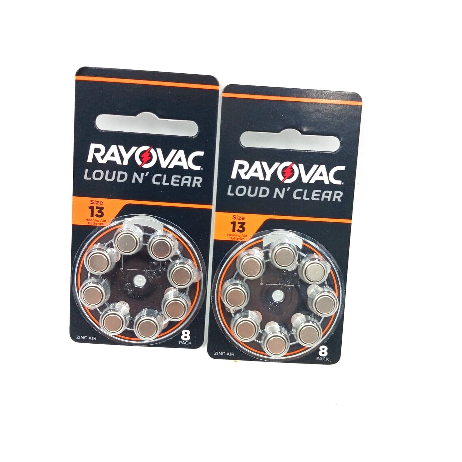 Rayovac Loud N' Clear Size 13 Hearing Aid Batteries 2 Packs For 16 Batteries New