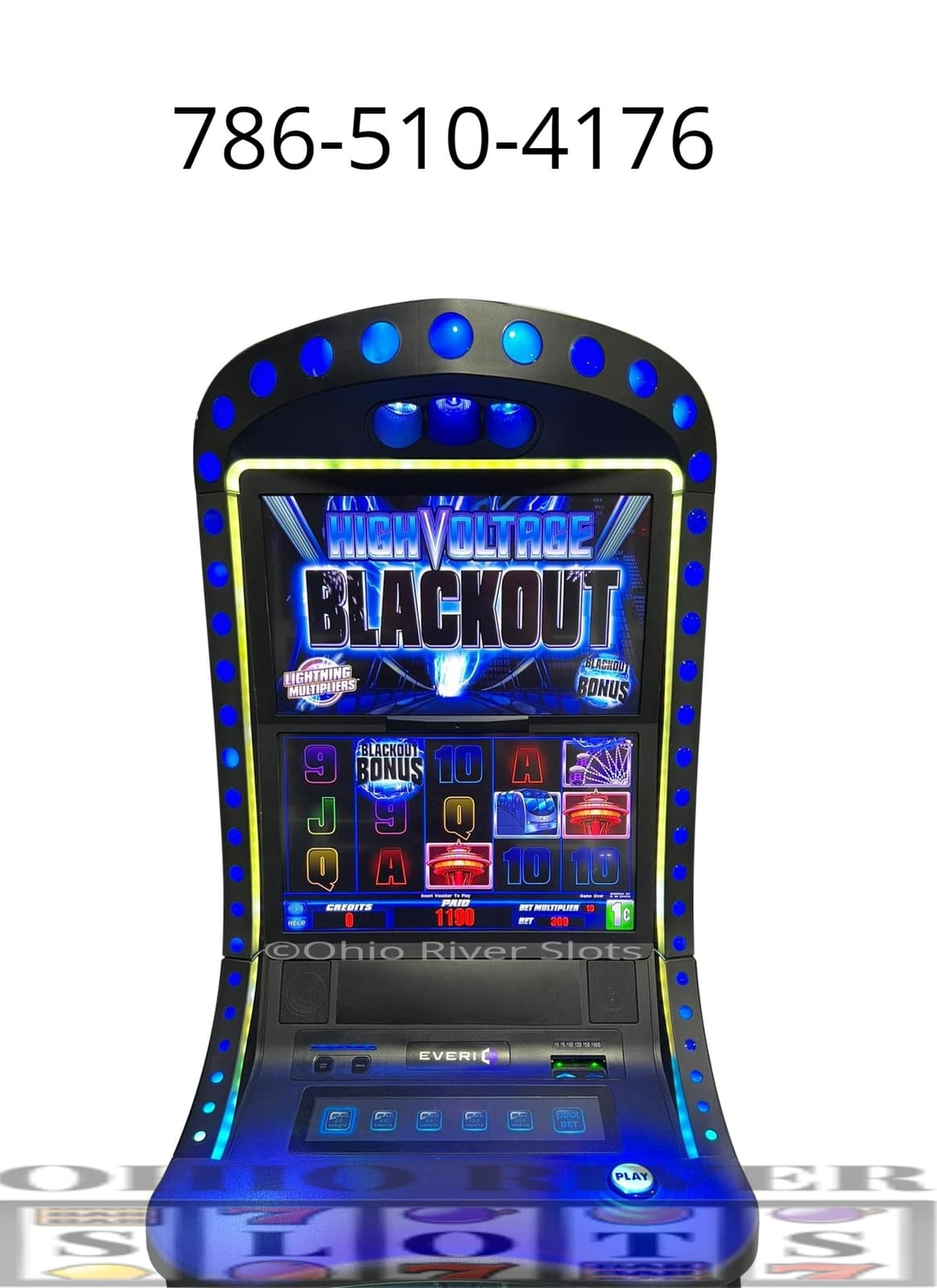 Everi HDX High Voltage Blackout slot machine (Bill acceptor, Handpay, COINLESS)