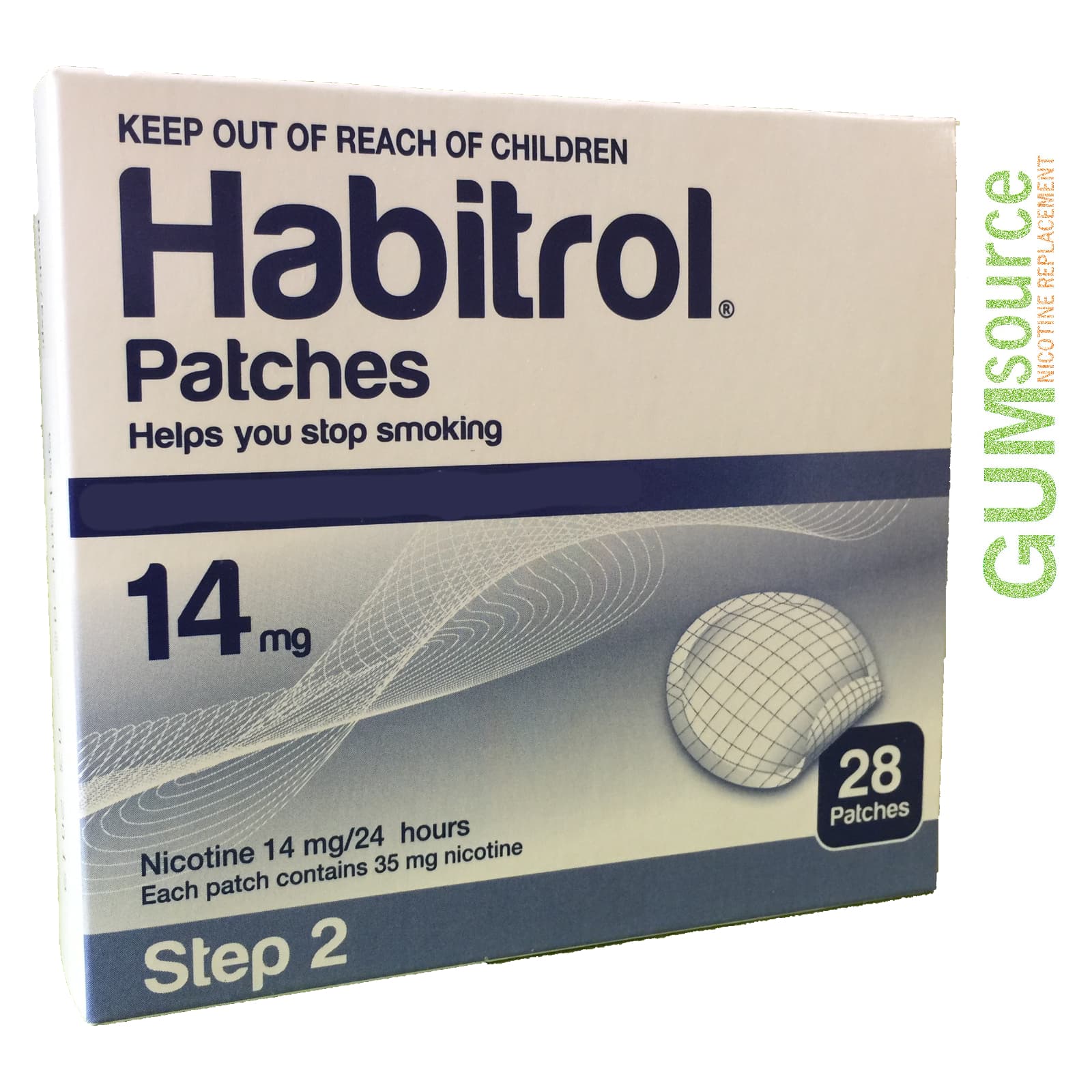 Habitrol Step 2, Transdermal Nicotine Patch 14mg, 1 box 28 patches