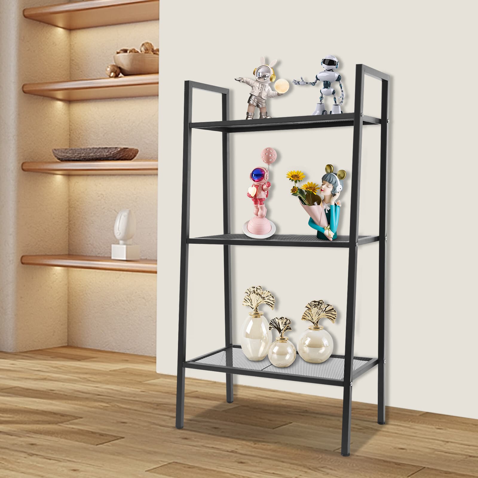 3-tier Storage Rack, Kitchen Storage Rack, Multi-tier Bookshelf, Stepped Shape