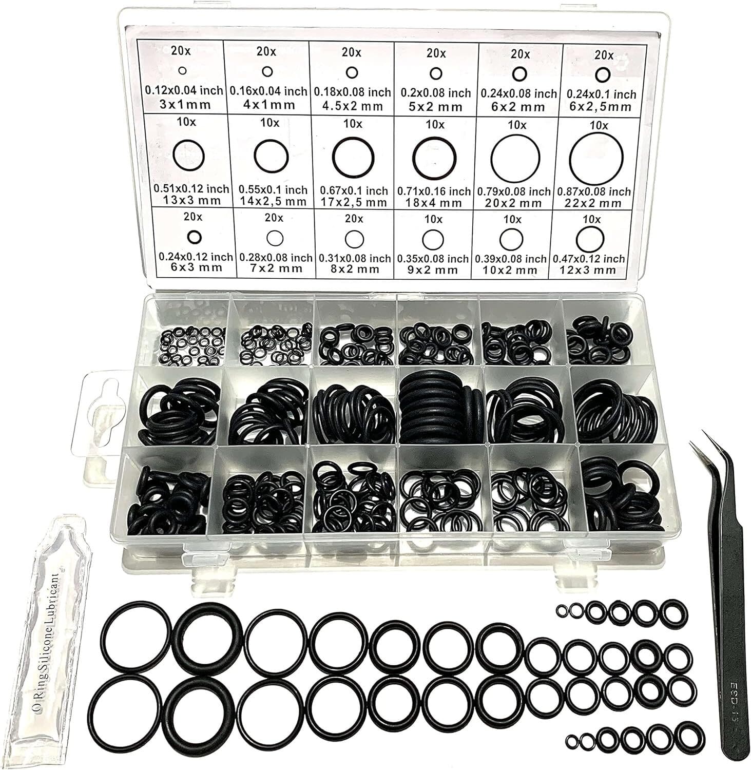 270 Pcs Rubber O Rings Assortment Kit 18 Sizes for Automotive Removal Tool
