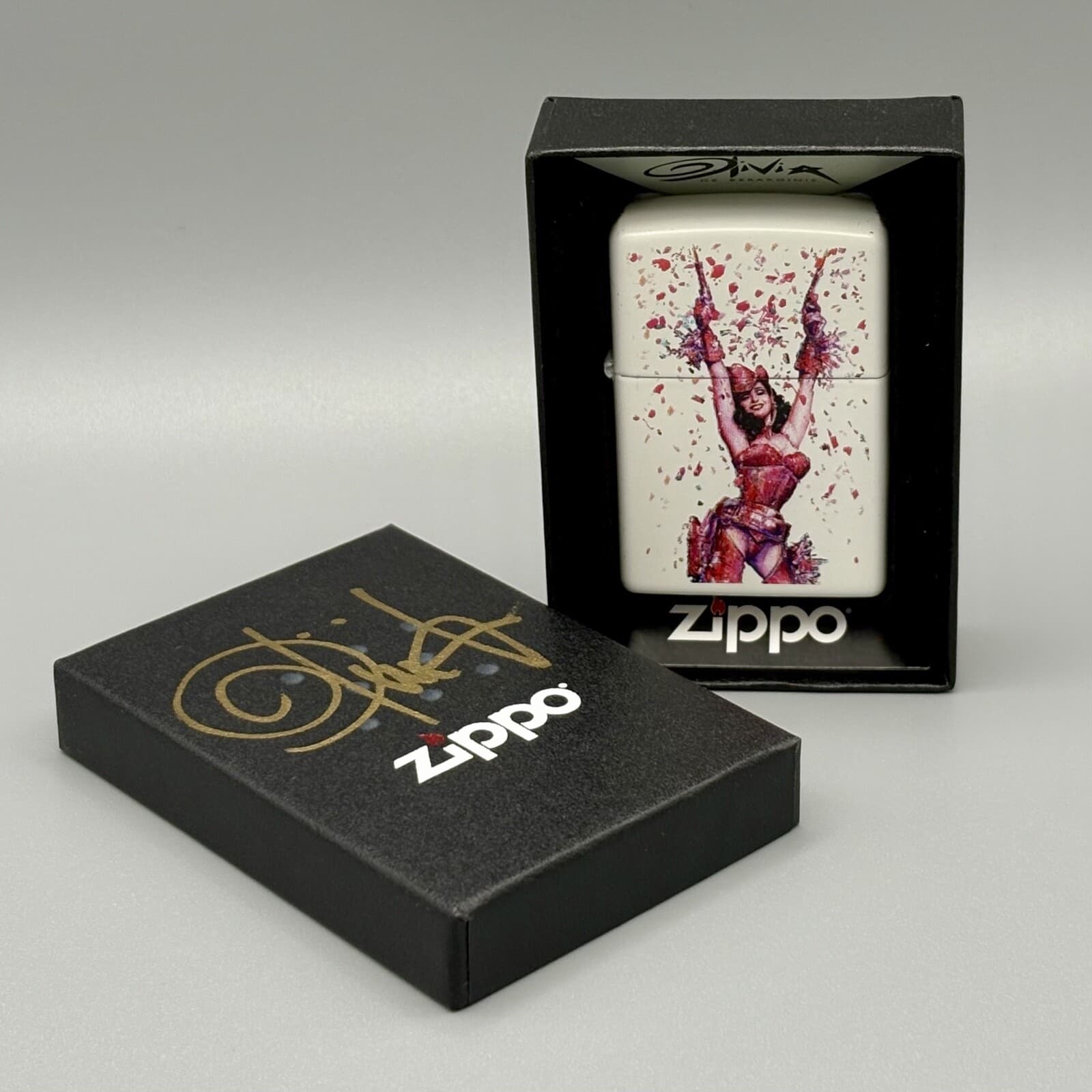 Olivia Zippo Dita Von Teese "Rhinestone Cowgirl" in white with Signed Box