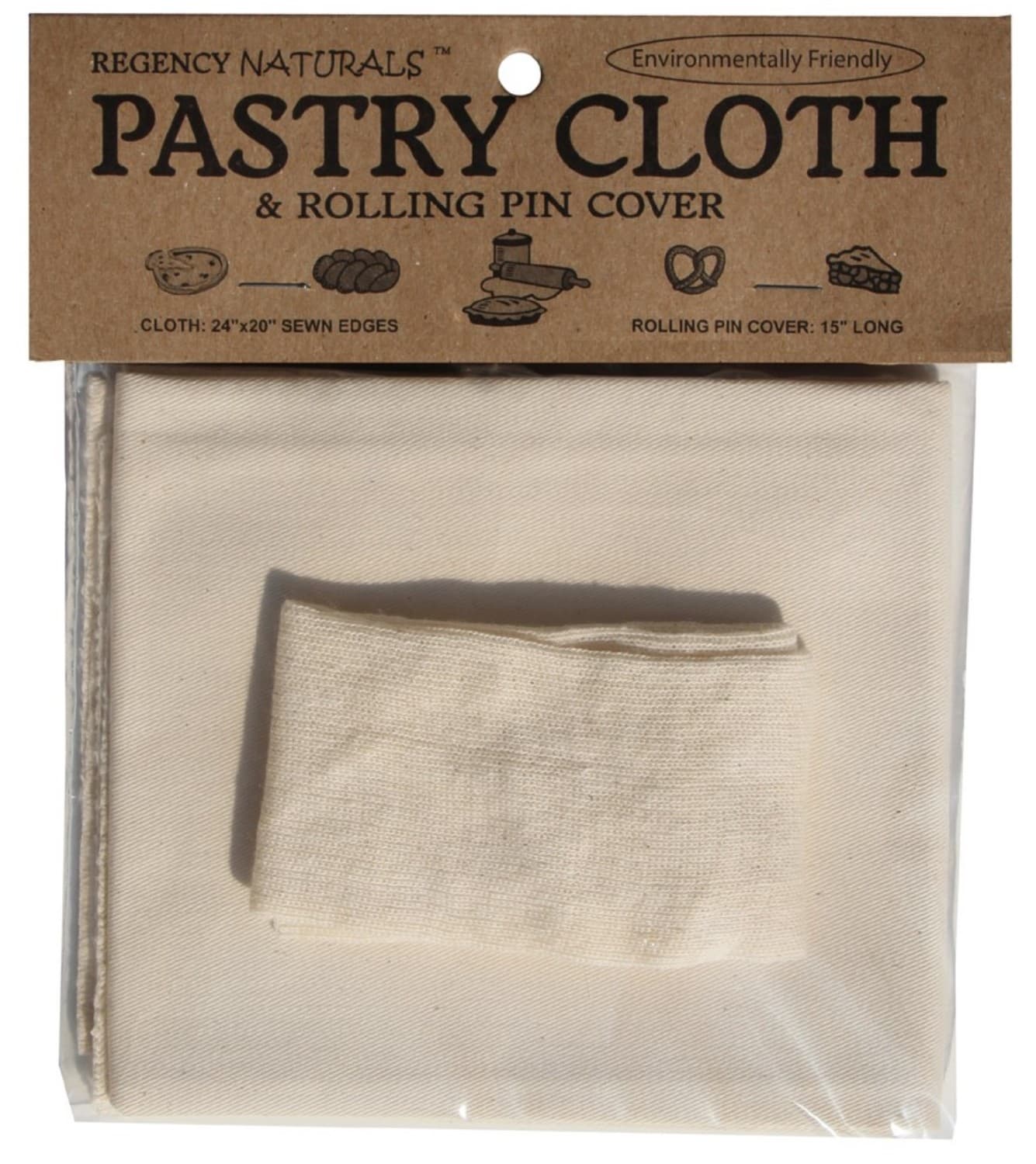 Regency Naturals 100% Cotton Pastry Cloth and Rolling Pin Cover