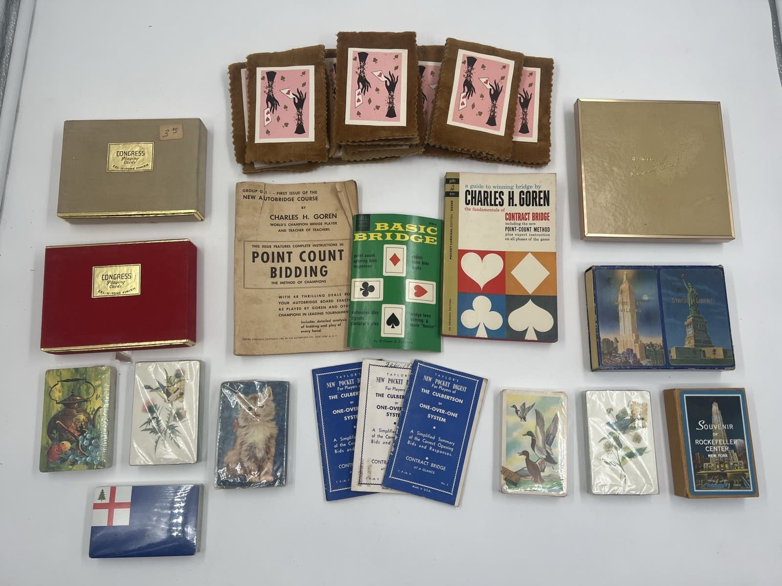 Bridge Lot of 20+ VTG BRIDGE Game Books Playing Cards Congress Charles Goren