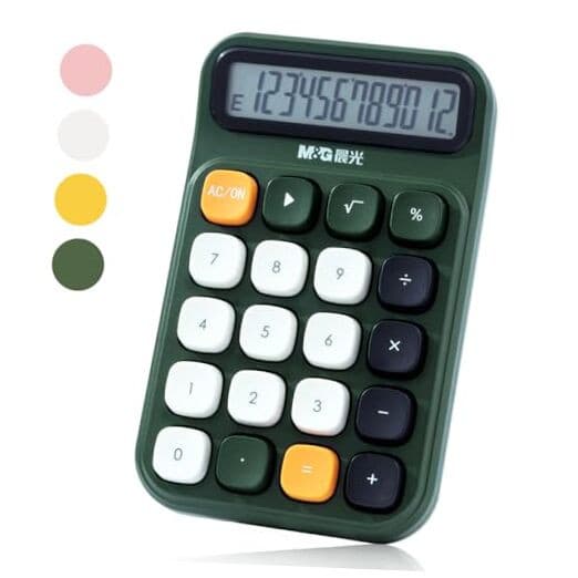 Desktop Calculator 12 Digit Mechanical Switch Calculator with Large LCD Green