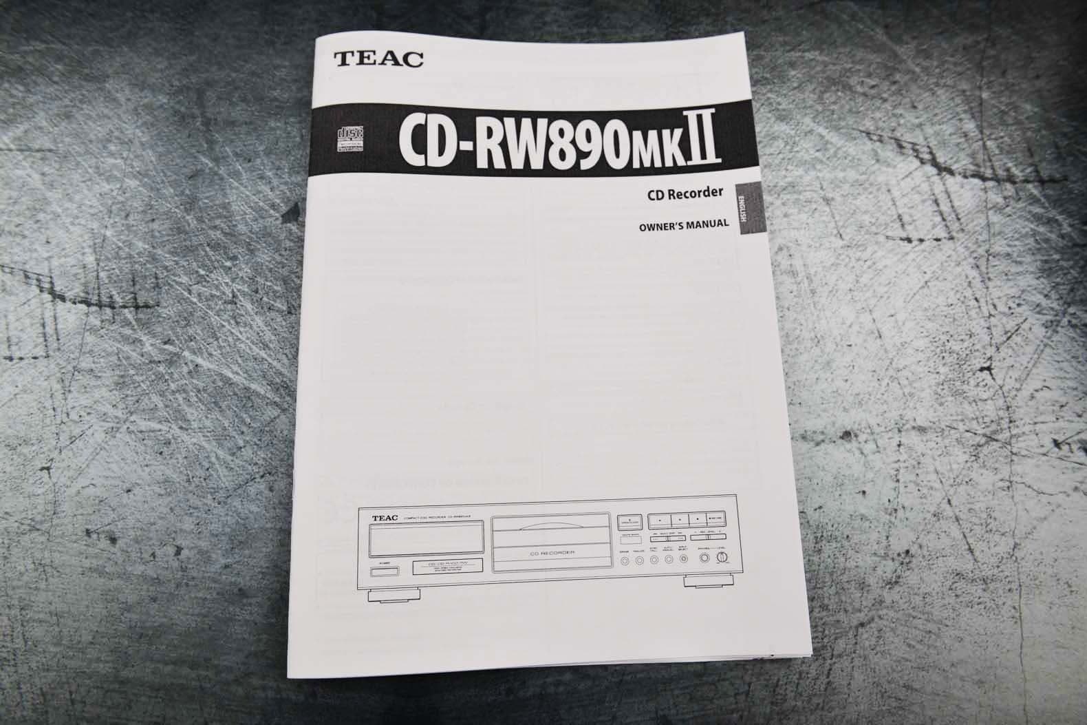 New Teac CD-RW890MKii Owners Guide Operating Instructions Manual