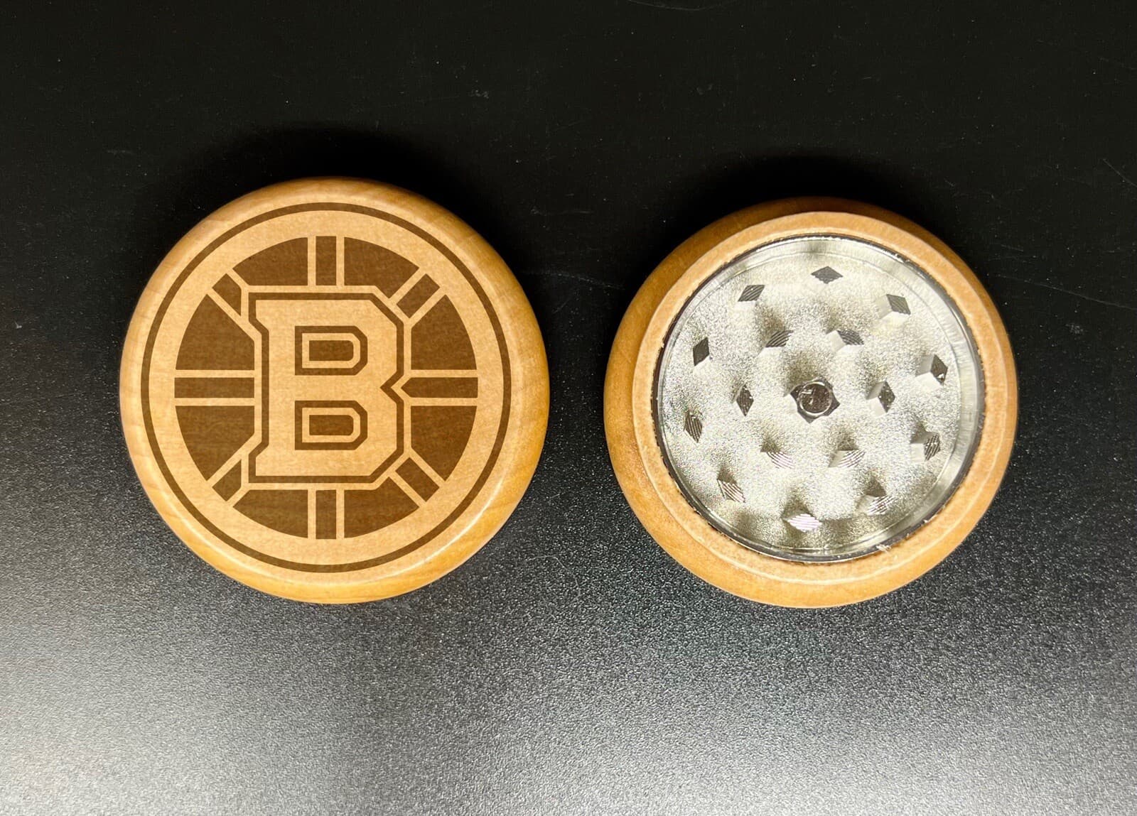 Boston bruins double side engraving wood kitchen herb grinder Christmas gift
