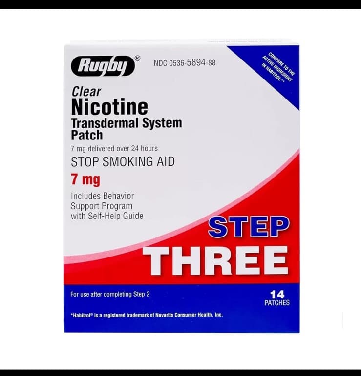 Rugby Clear Nicotine Transdermal System Patch - Step 3 - 7mg (14 Patches)