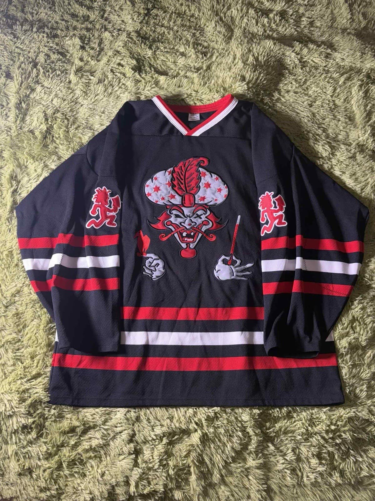 Rare ICP Insane Clown Posse Wicked Clowns Black And Red Hockey Jersey Size 2XL!!