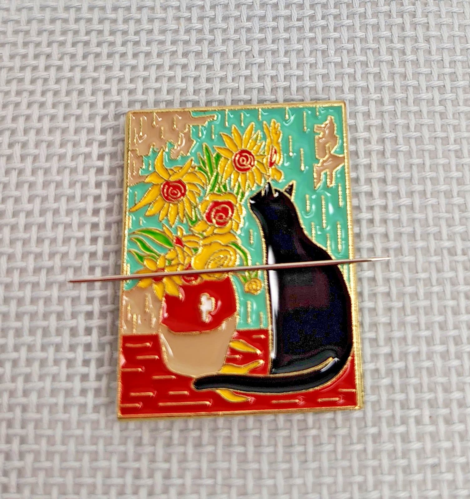 Needle Minder Magnet Van Gogh Black Cat Accoutrement Designs Needlepoint Strong