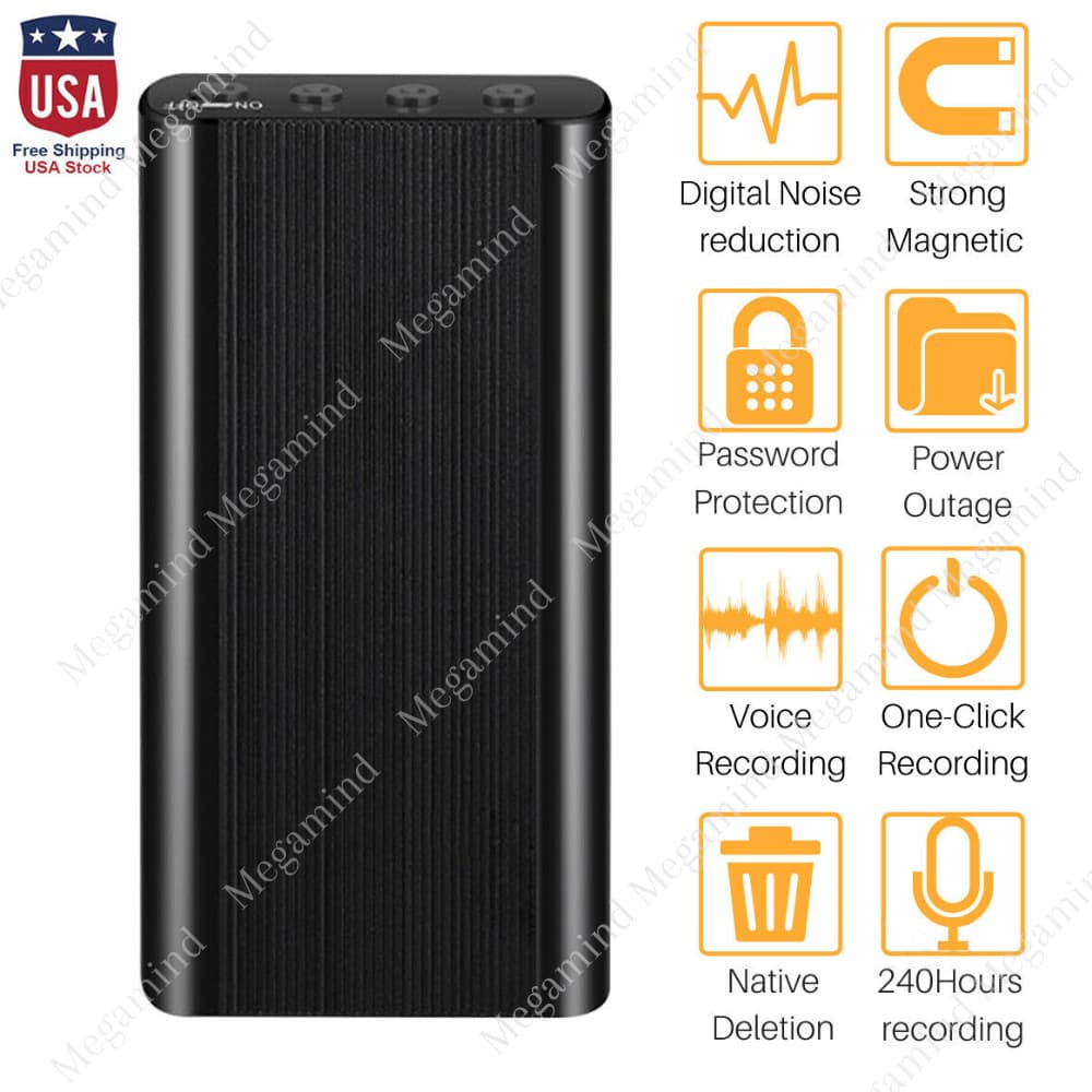 240 Hr Spy Mini MP3 Digital Voice Activated Recorder 16GB Audio Recording Device