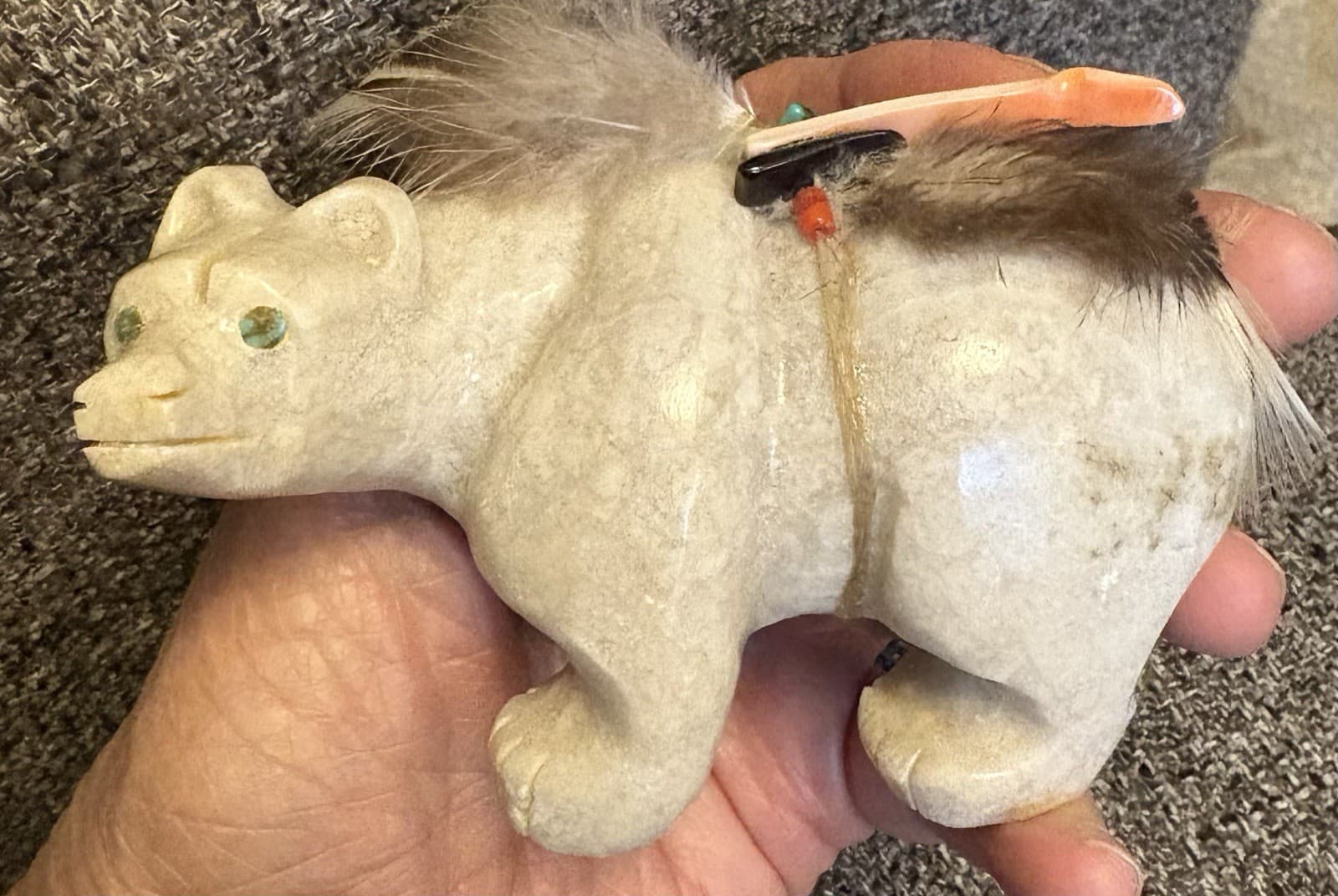 Native American 1970’s Zuni Carved Stone Bear Fetish 5 1/4