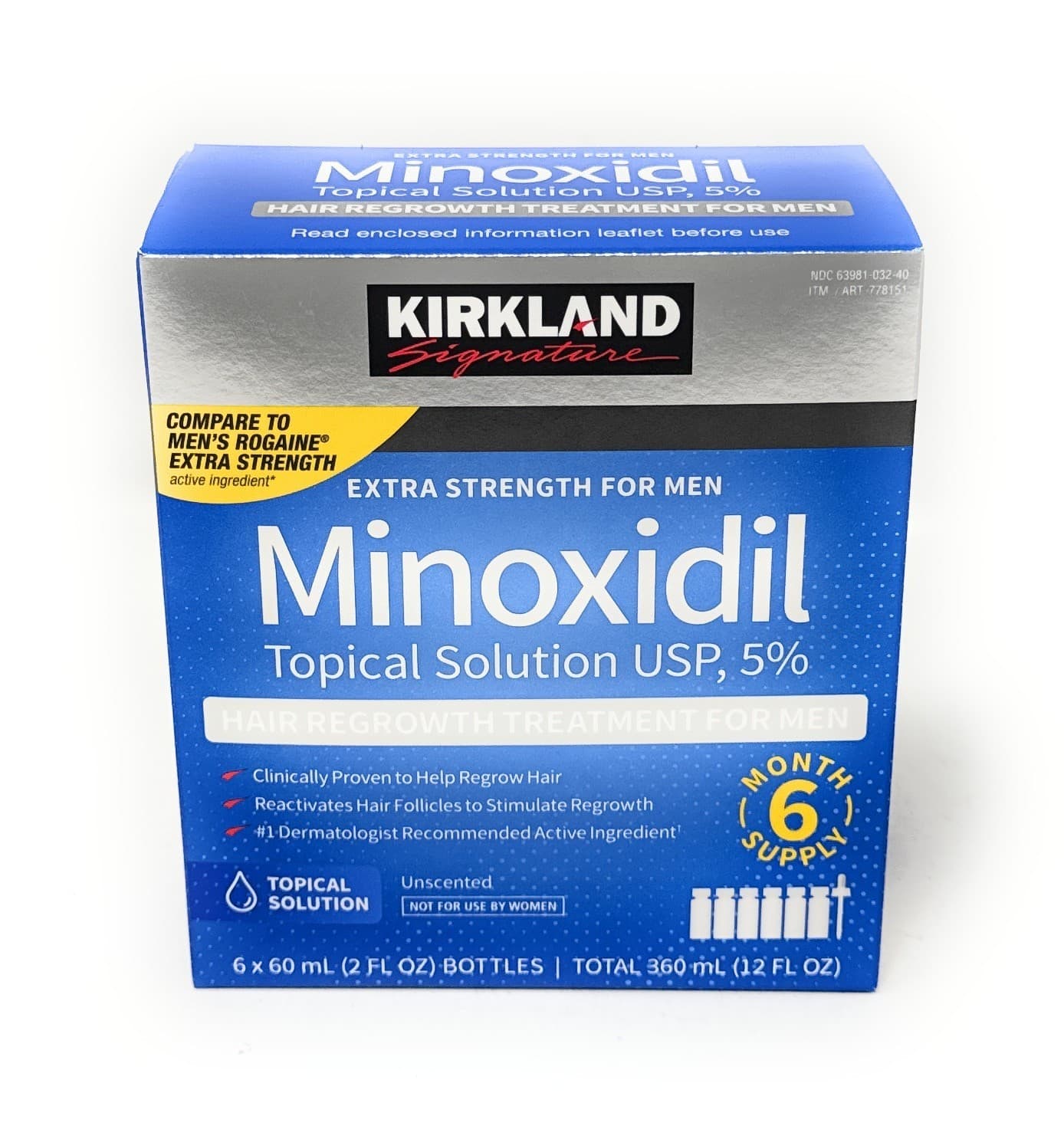 KIRKLAND Minoxidil 5% Extra Strength Men Hair Regrowth Solution 6 Month Supply