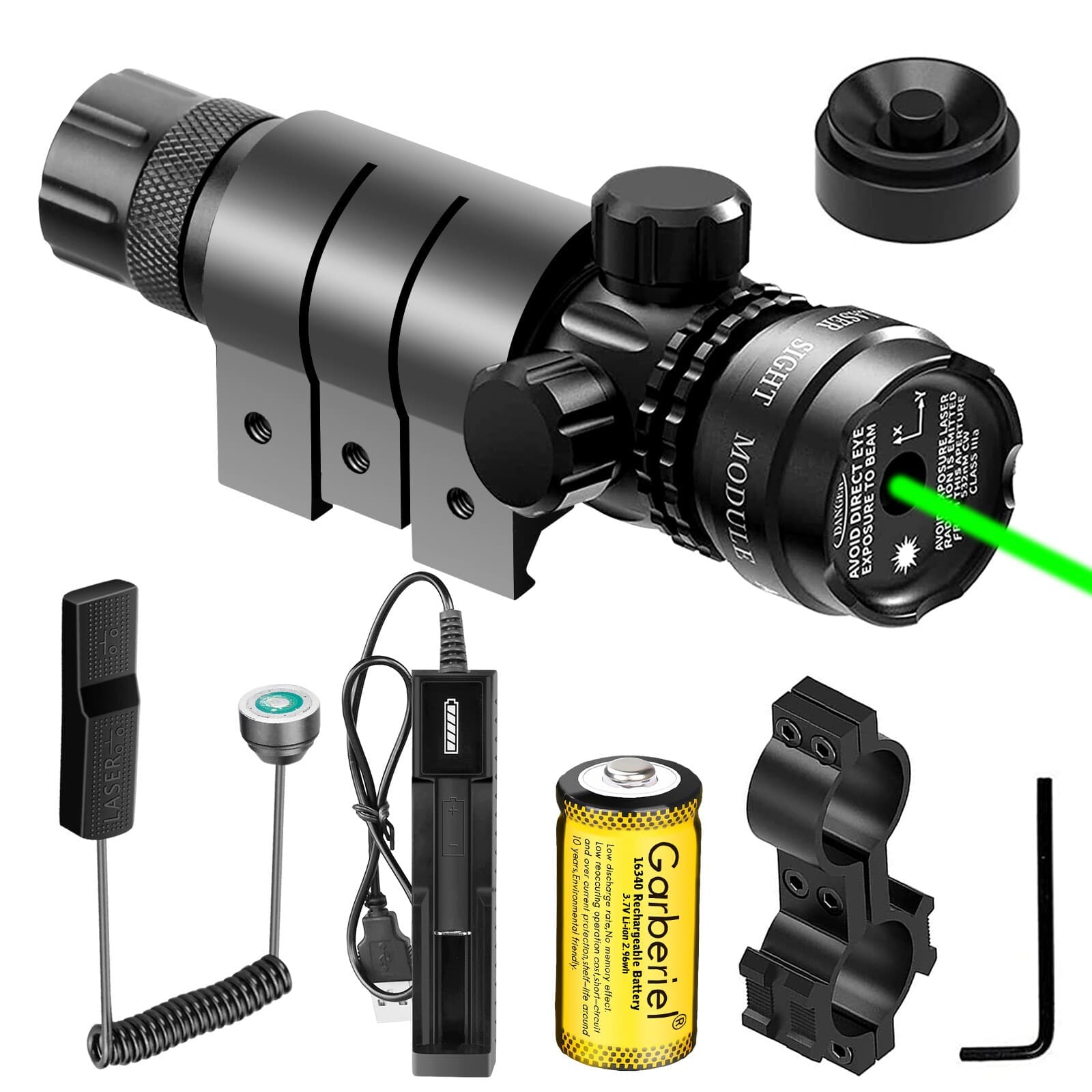 Tactical Green Laser Sight Rifle Gun Dot Scope Rail with Switch - Barrel Mounts