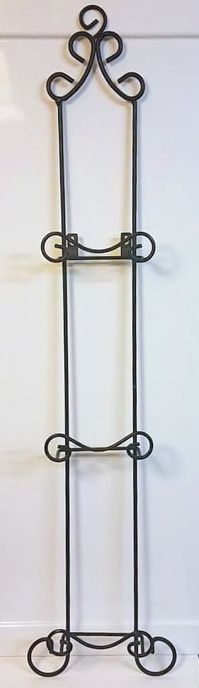 Vintage Wall Plate Holder Holds 3 plates Black Metal Look 38" Tall