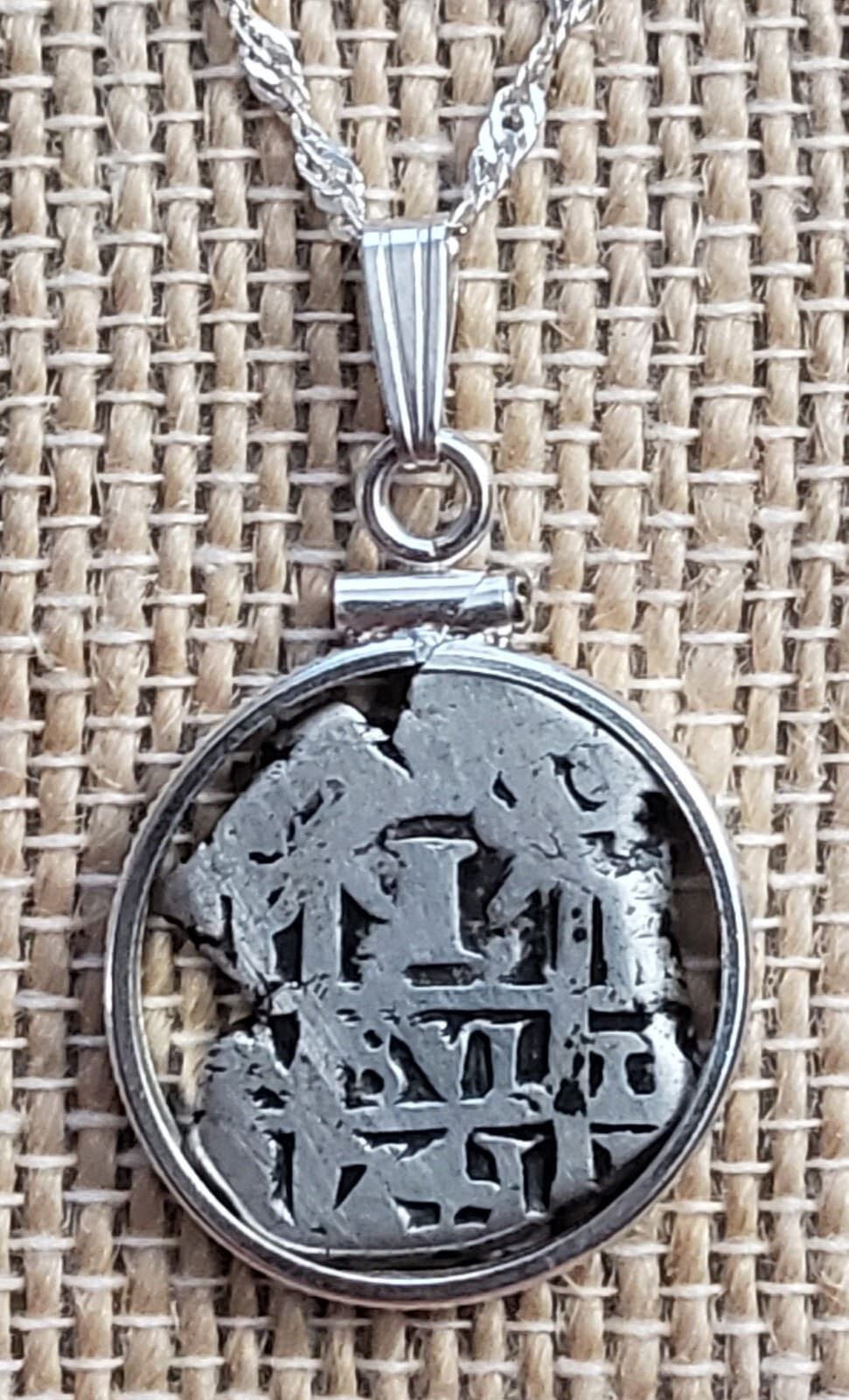 Authentic Spanish Colonial Pirate Shipwreck 1 Real Silver Cob Coin Necklace