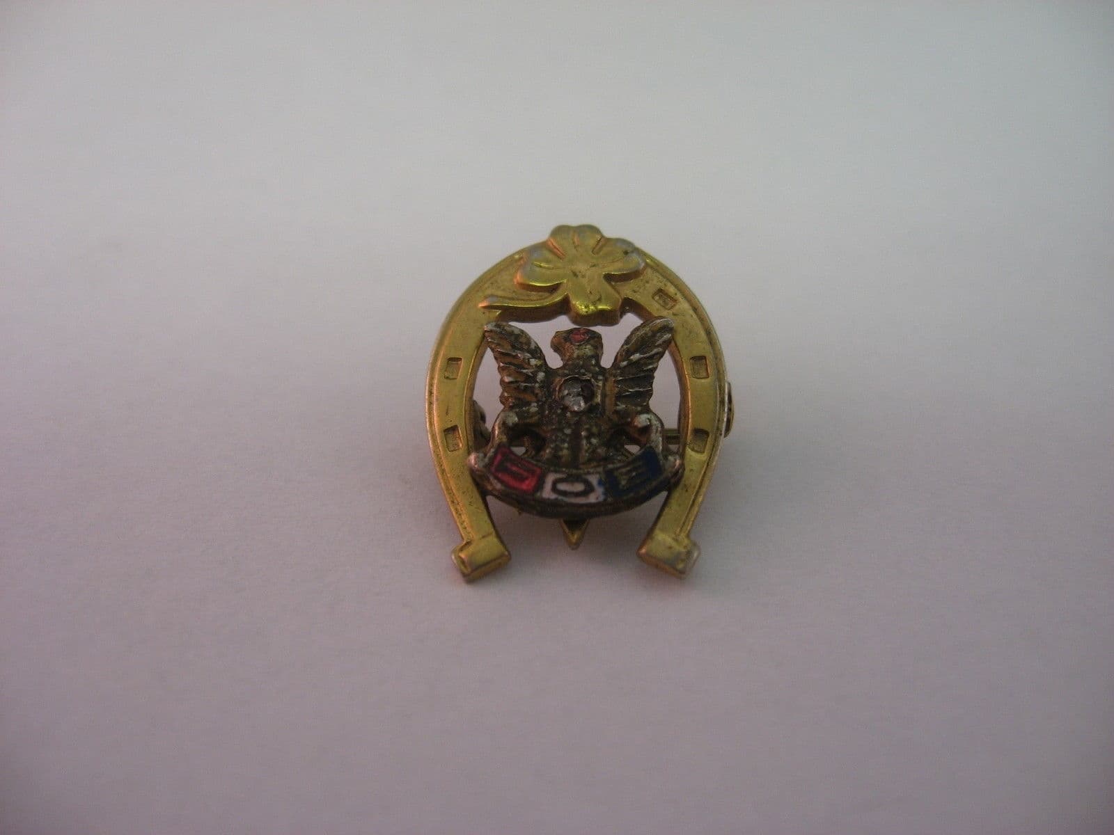 Rare Design FOE Fraternal Order of Eagles Shamrock Horseshoe Pin