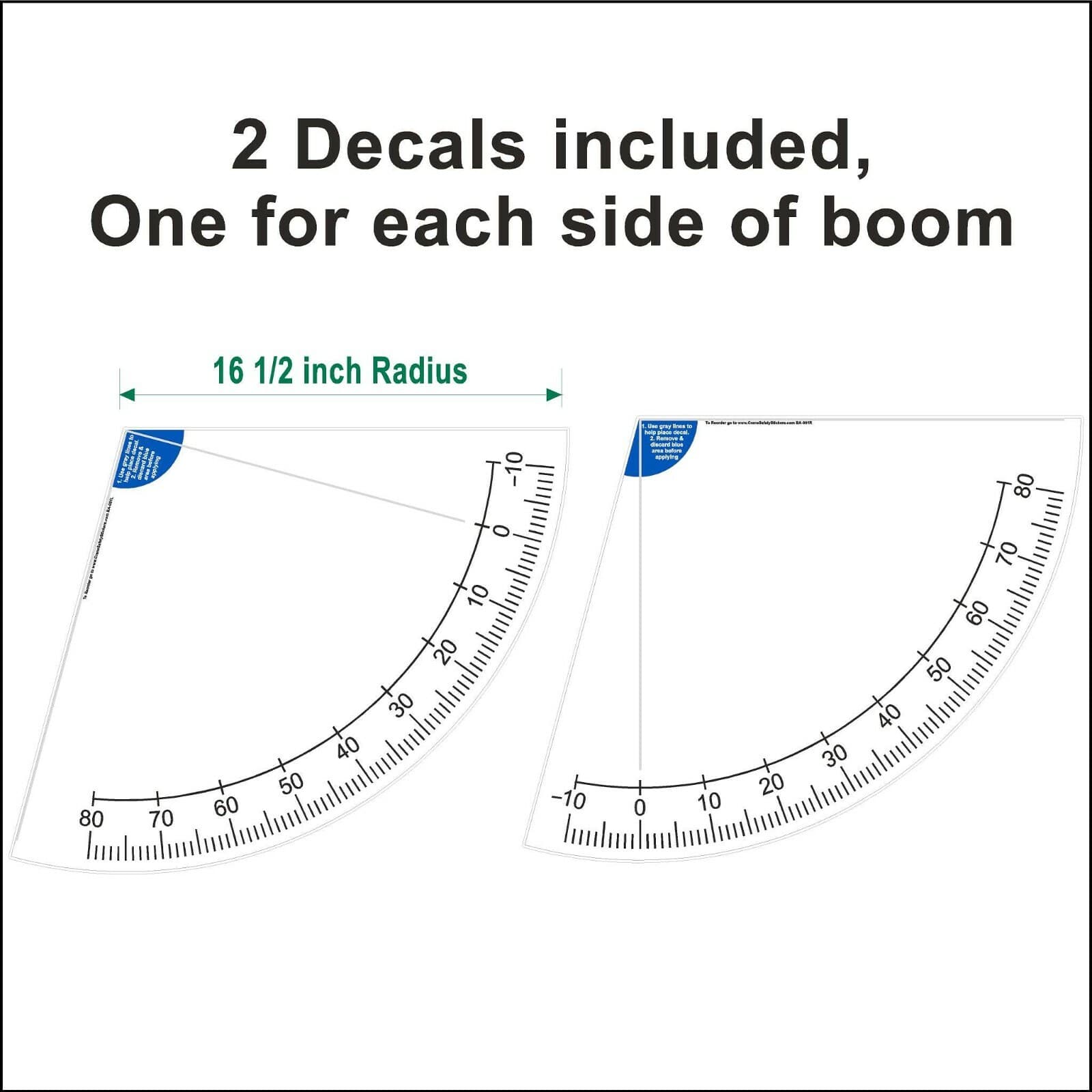 16 1/2 inch Crane Boom Angle Indicator Decal Kit Left and Right Side