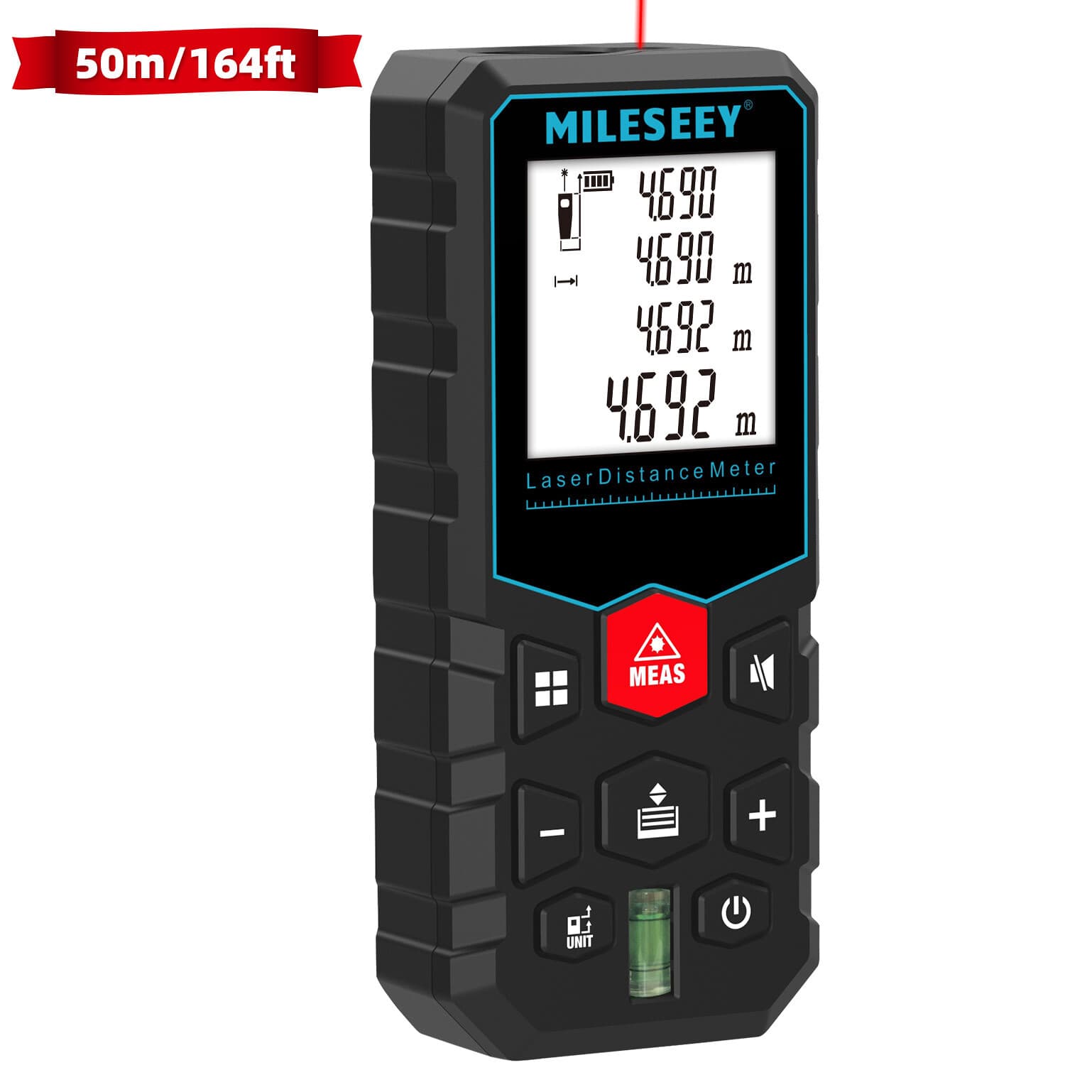 Mileseey 164Ft Laser Distance Meter Digital Tape Measure Area Volume Measure
