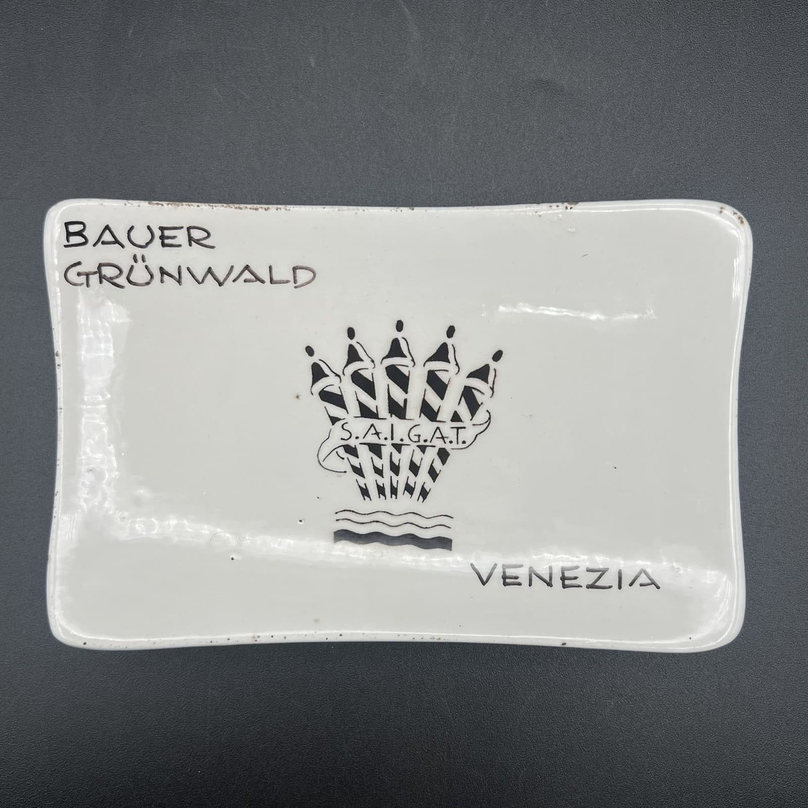 Vintage Venice Hotel Bauer Grunwald Ashtray Trinket Soap Dish Venezia Italy