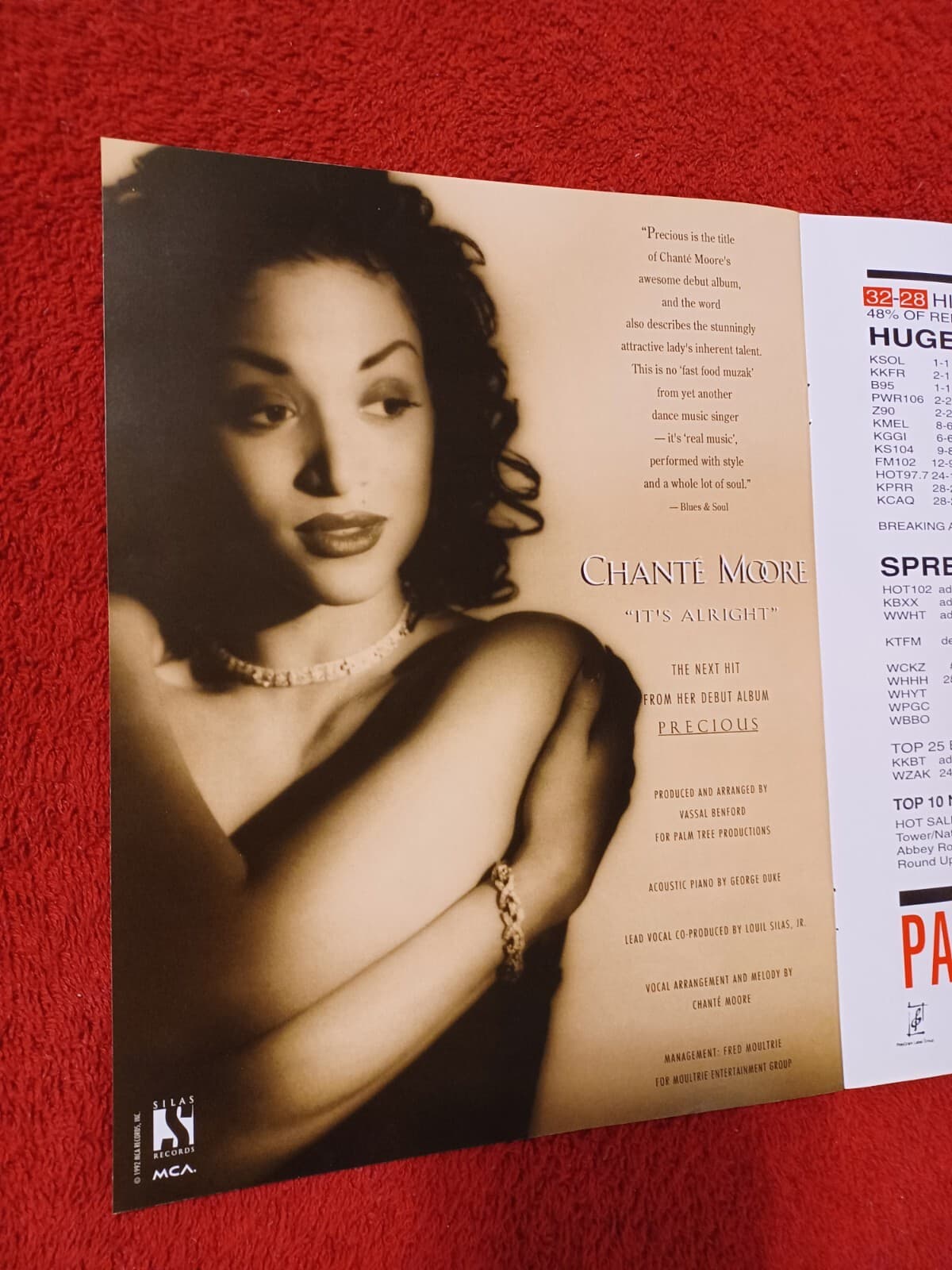 CHANTE MOORE - 1993 US Full-Page Ad 'It's Alright' Single Release (HITS Mag.)