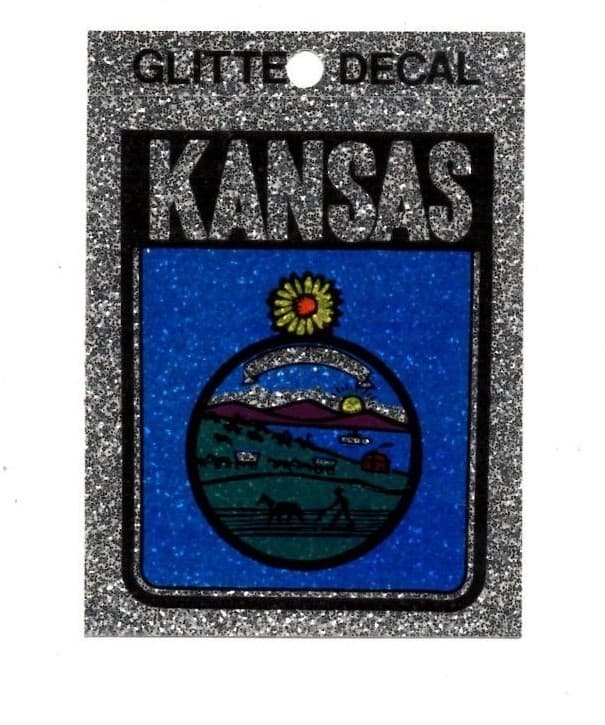 Lot of 12 Kansas Glitter Decals Stickers - NOS - Free Shipping!