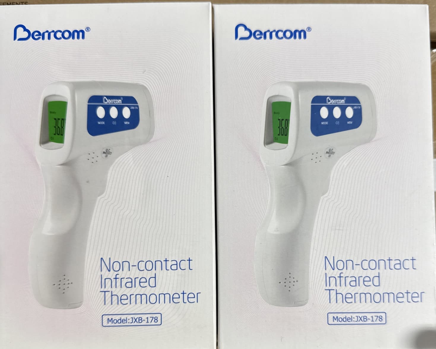 2x Berrcom Non-Contact Infrared Forehead Thermometer 6-in-1 Model JXB-178