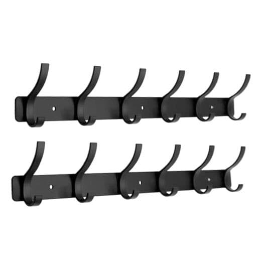 Coat Rack Wall Mounted,6 Coat Hooks for Hanging 6 Hooks 2 Pack black