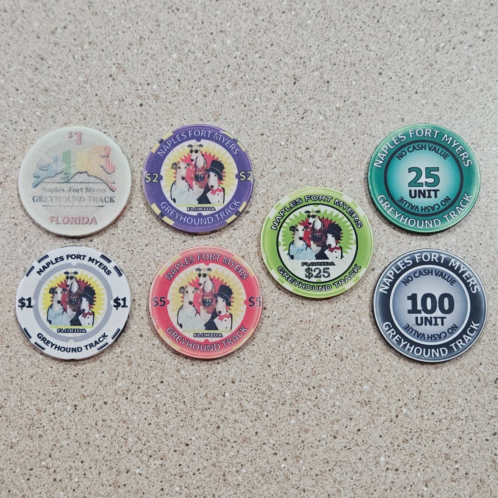 Naples Fort Myers Greyhound Dog Track Casino Chips & Poker Tournament Chips RARE